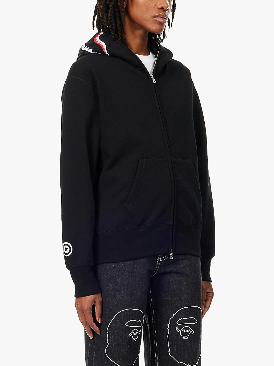 Bape Shark brand-appliqué cotton-jersey hoody - 3