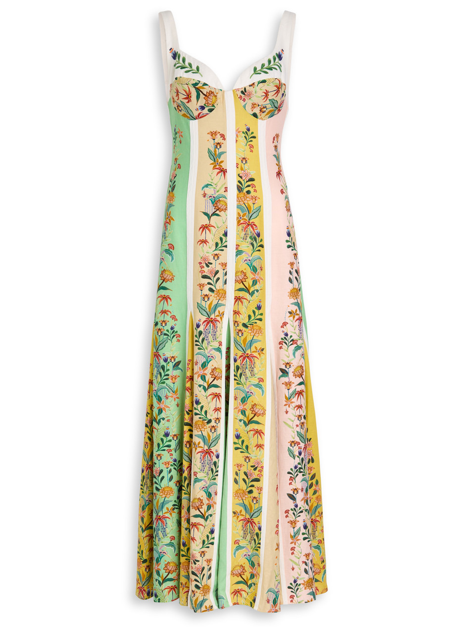 Farm Rio Striped Linen-blend Maxi Dress - 1