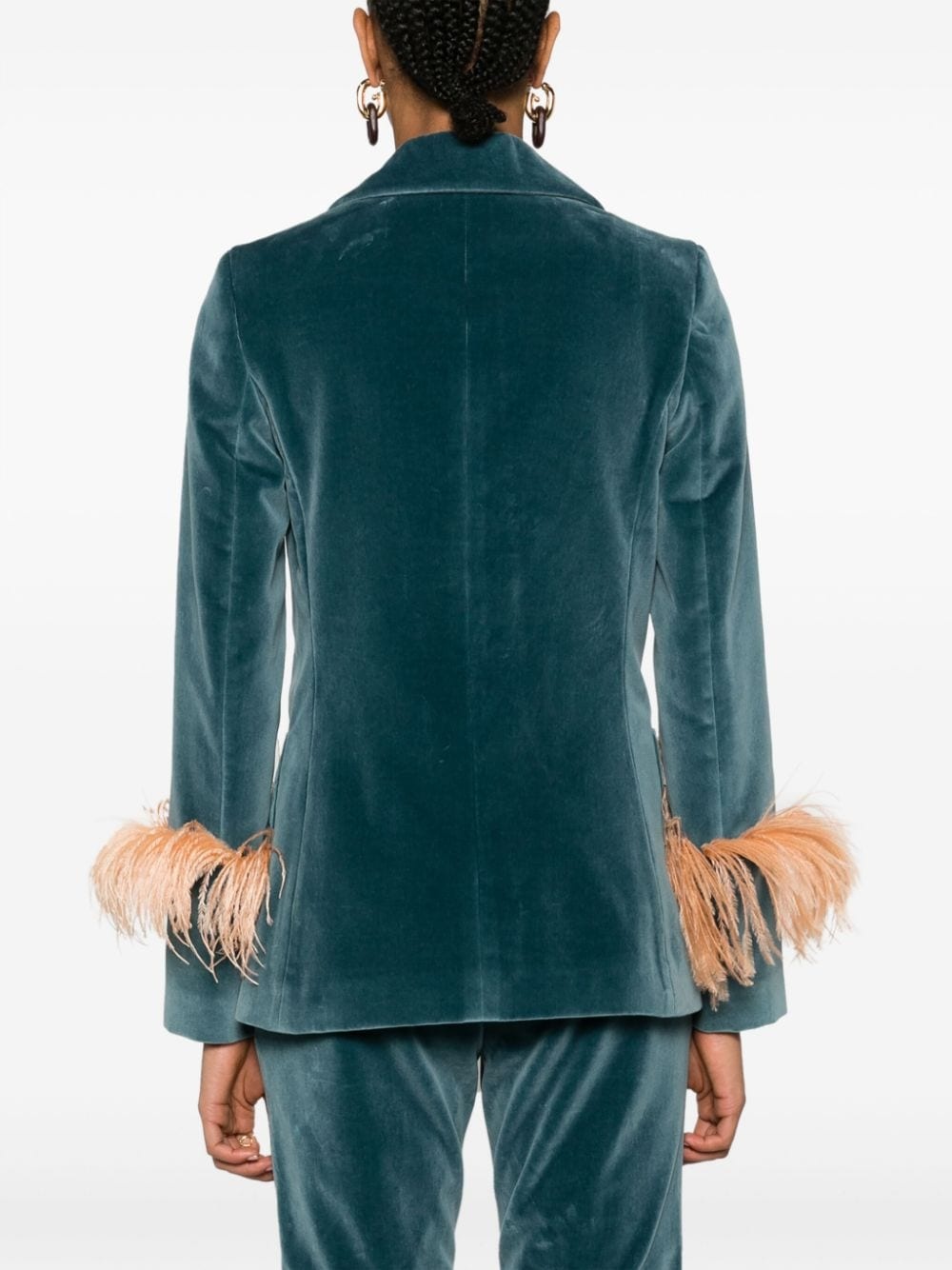 Keaton feather-trim velvet blazer - 4