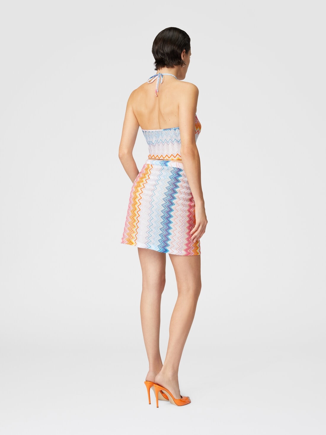 Zig zag lamé viscose blend sarong mini skirt - 3