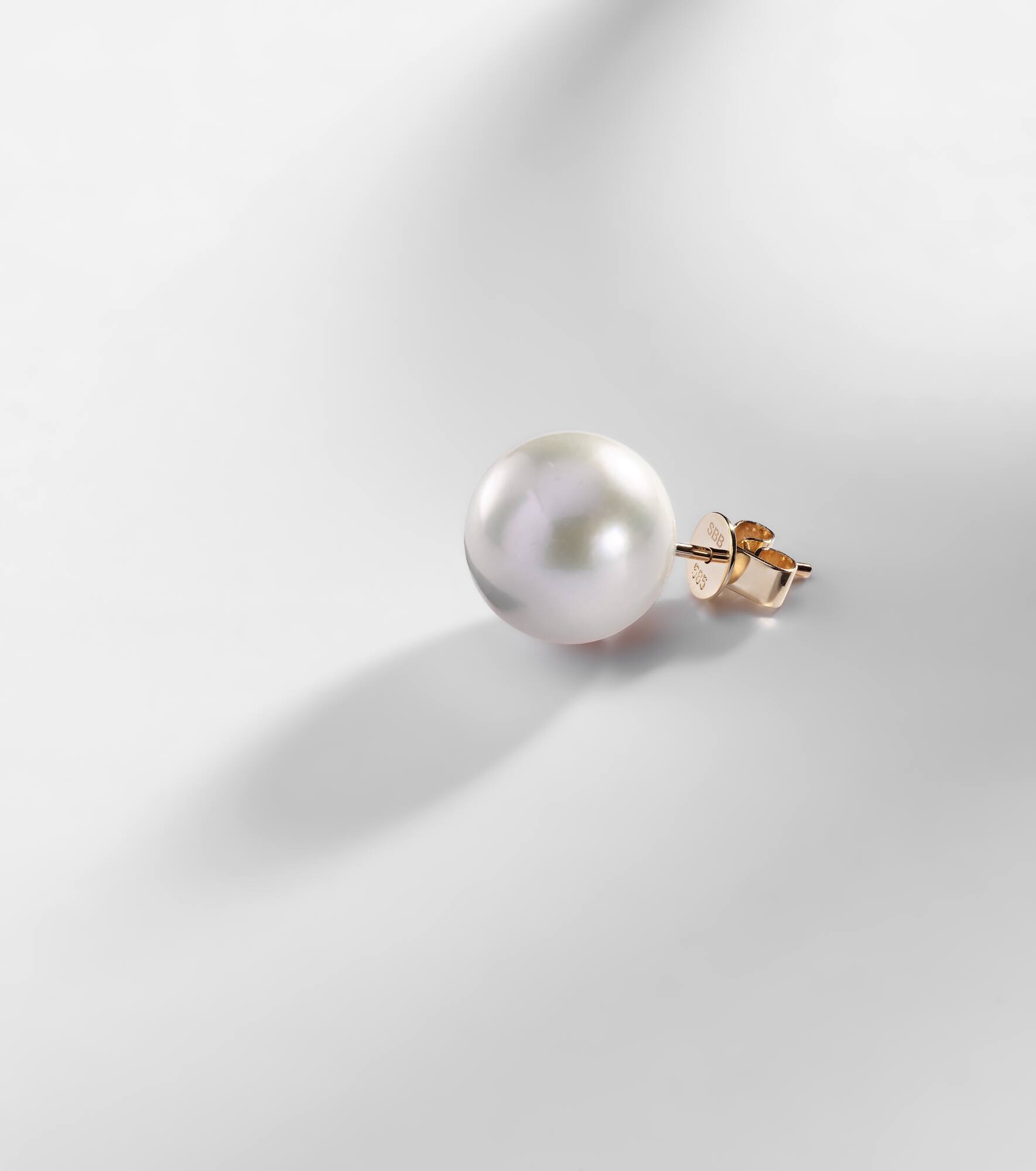 14kt gold single earring with freshwater pearl - 5
