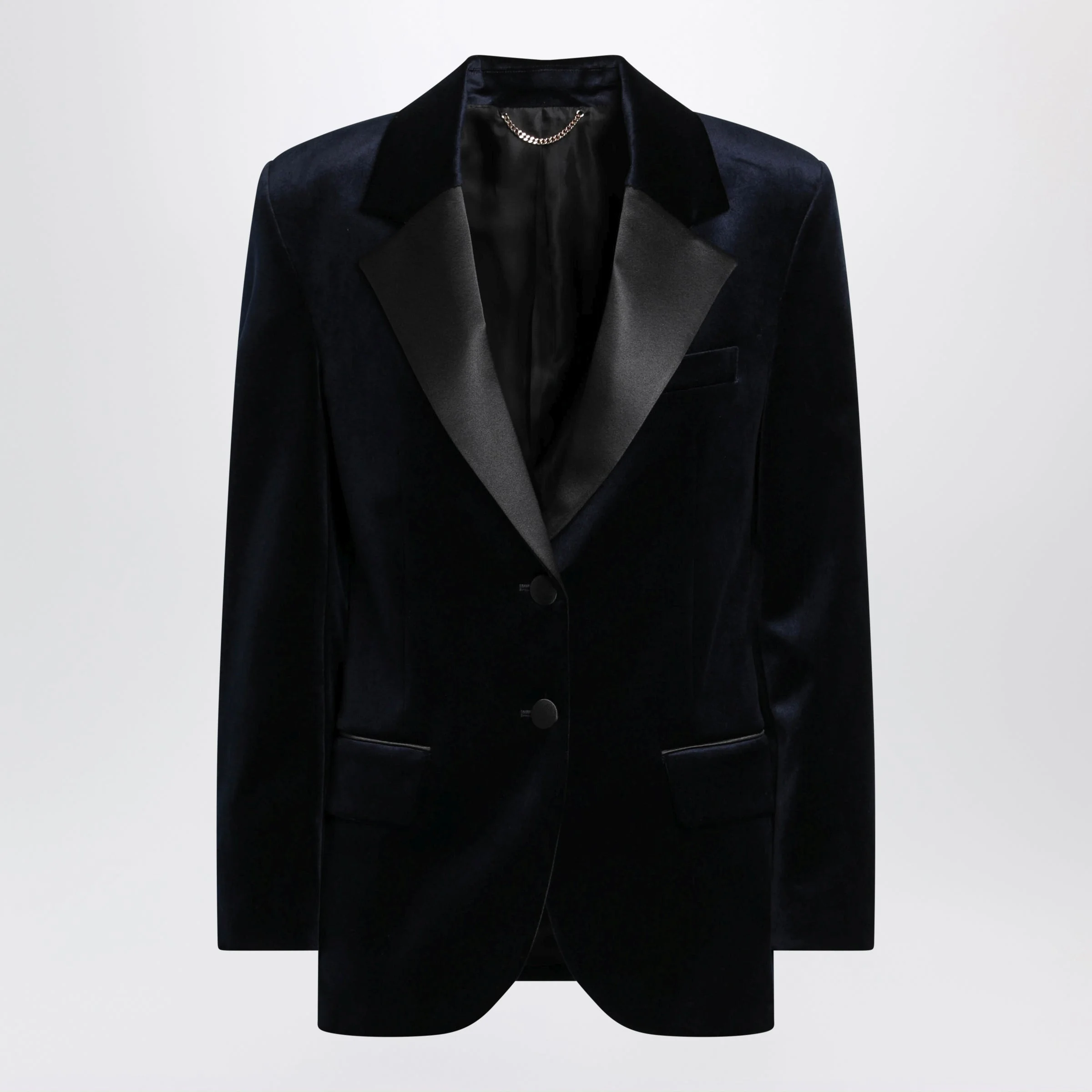 Midnight blue tailored single-breasted jacket - 1