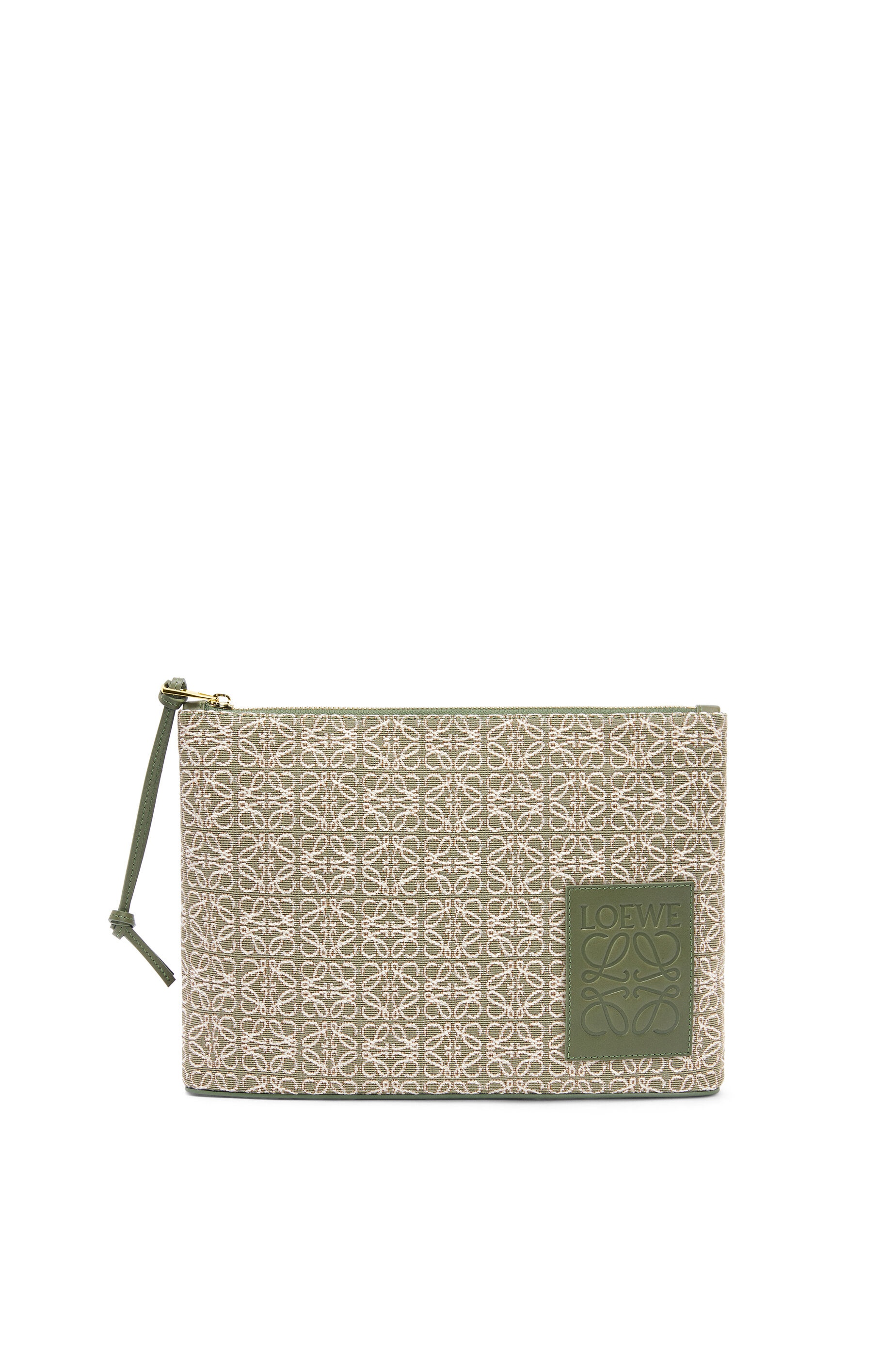 Oblong pouch in Anagram jacquard and calfskin - 1