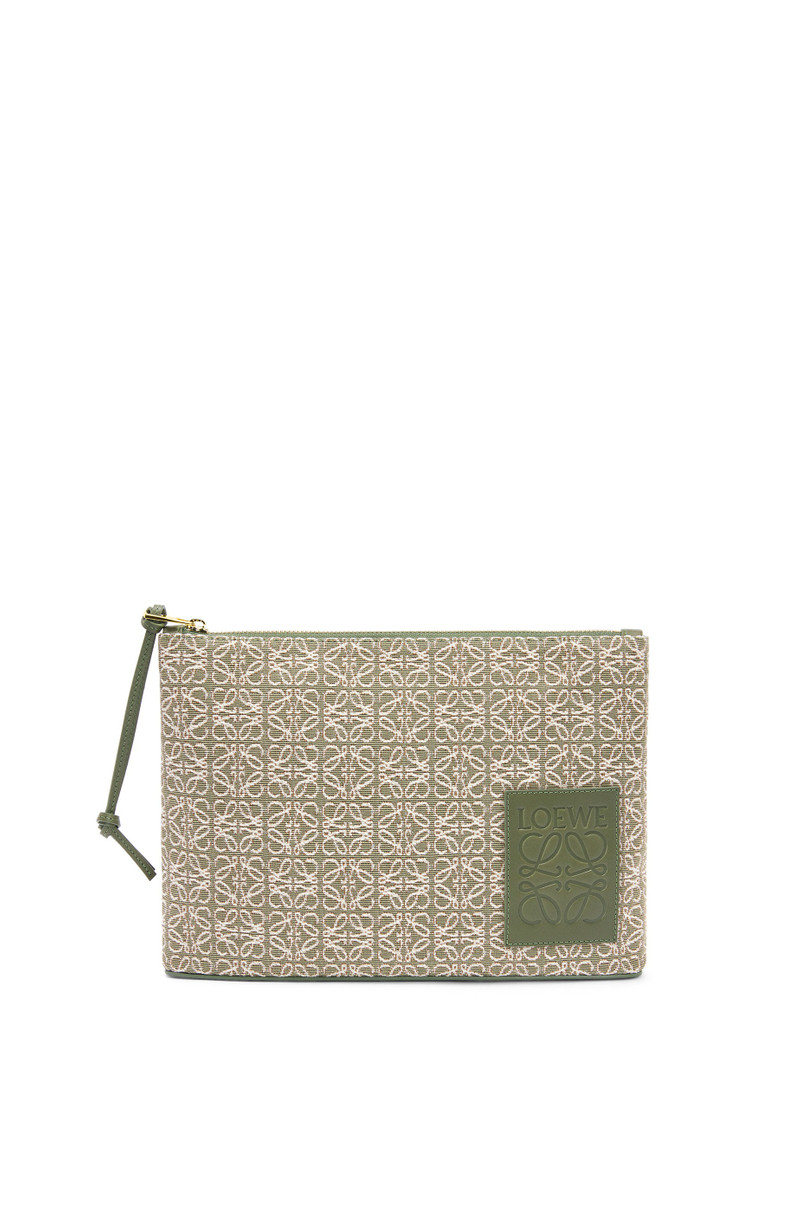 Oblong pouch in Anagram jacquard and calfskin 1