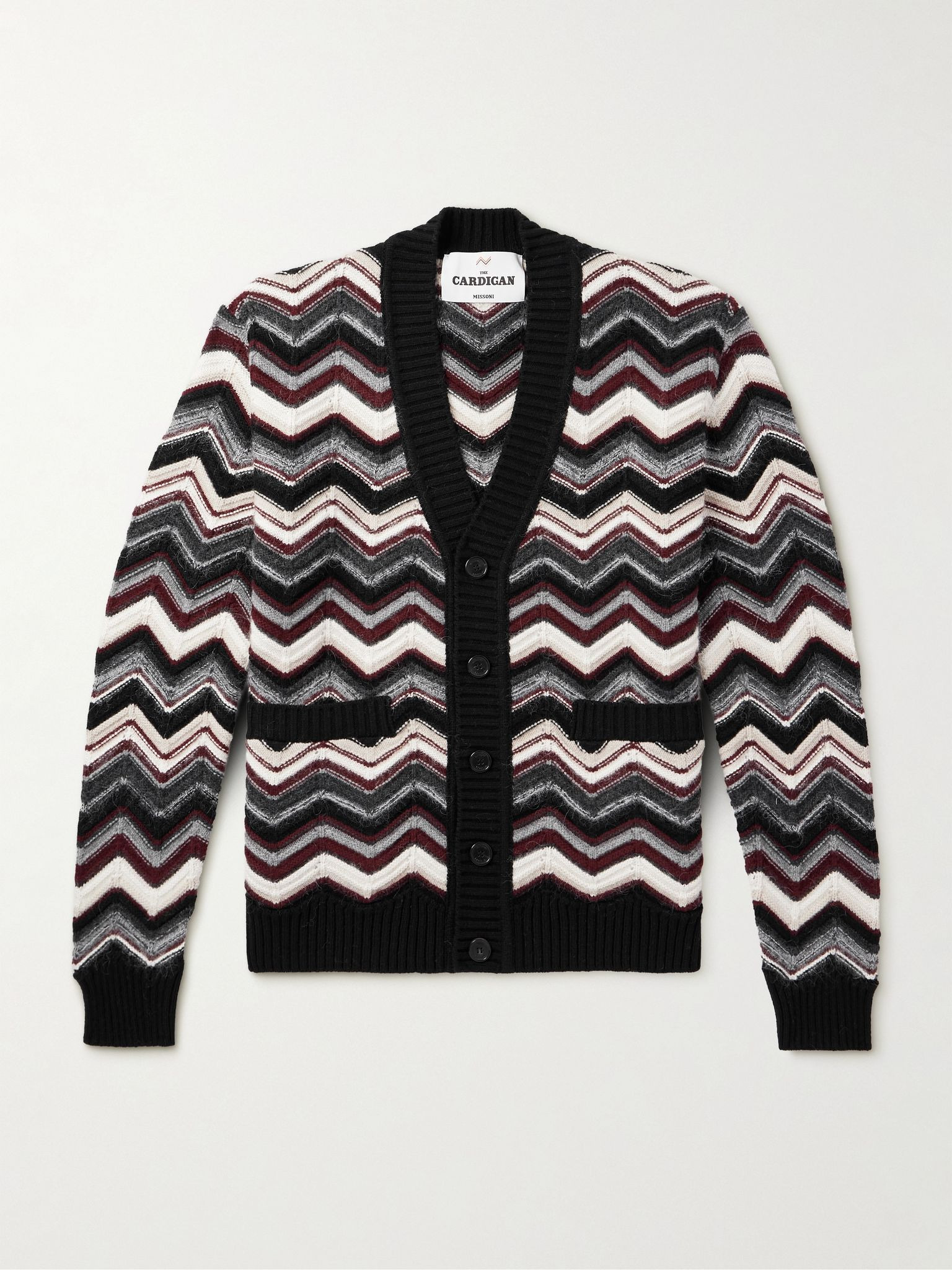 Striped Wool-Blend Jacquard Cardigan Dark gray - 1