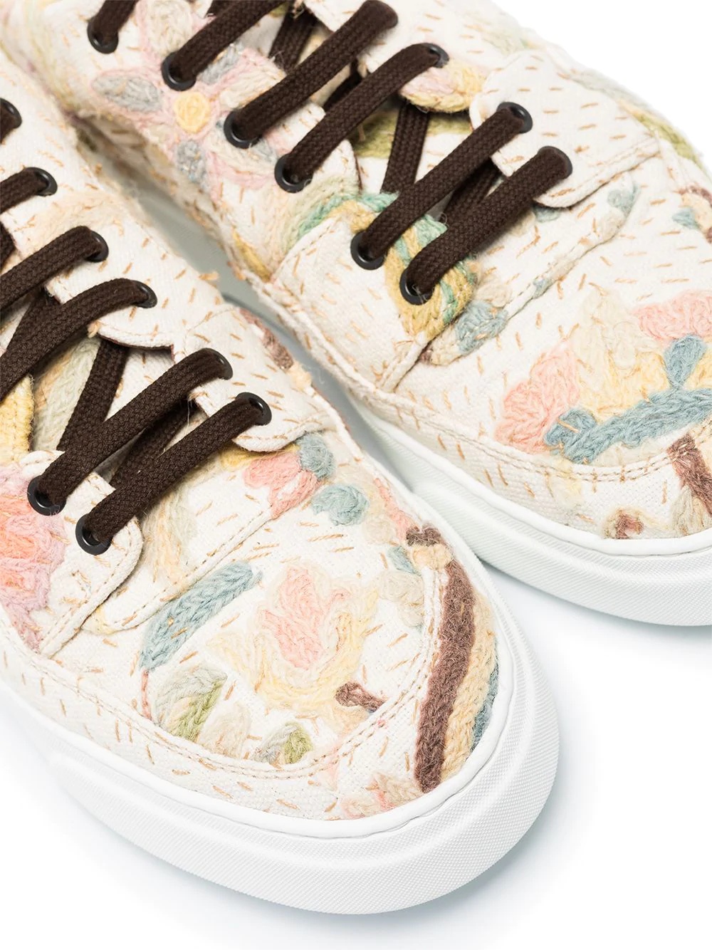 floral-embroidered low-top sneakers - 2