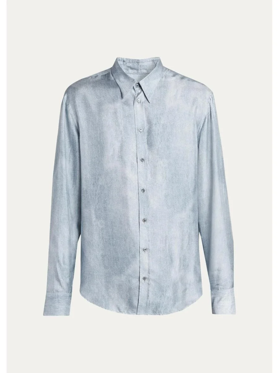 Men's Blur Printed Silk Shirt - 1