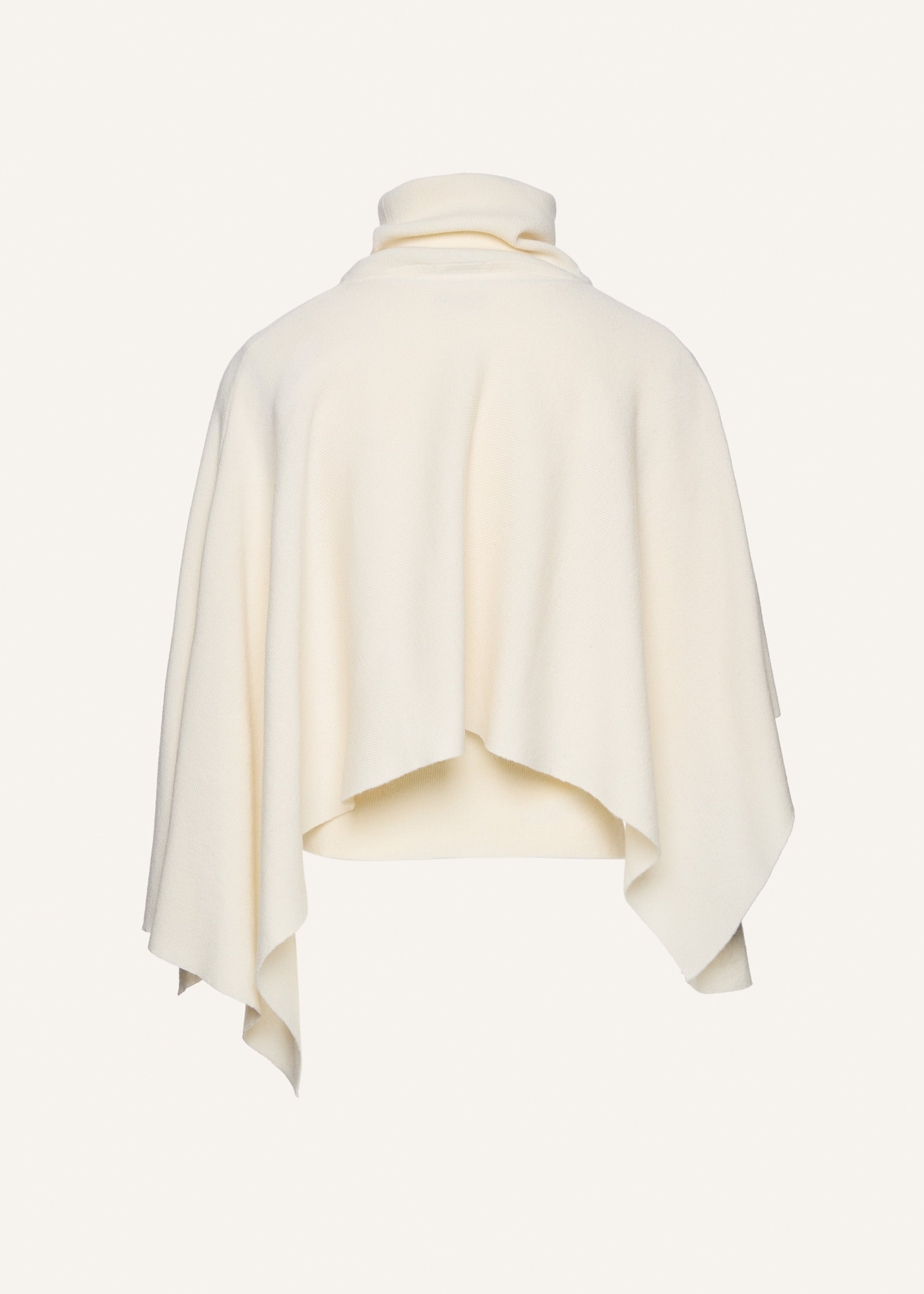 Asymmetrical wool knit top in cream - 2