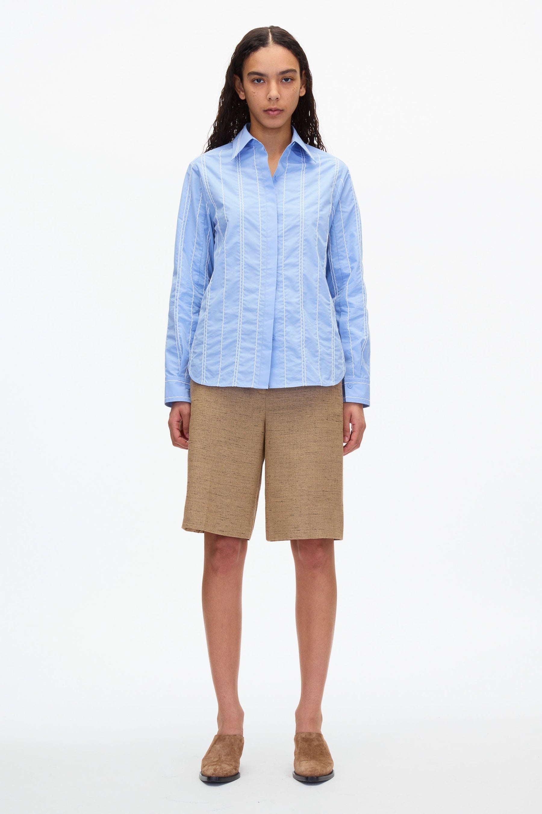 Relax Fit Poplin Shirt with Wave Embroidery - 5