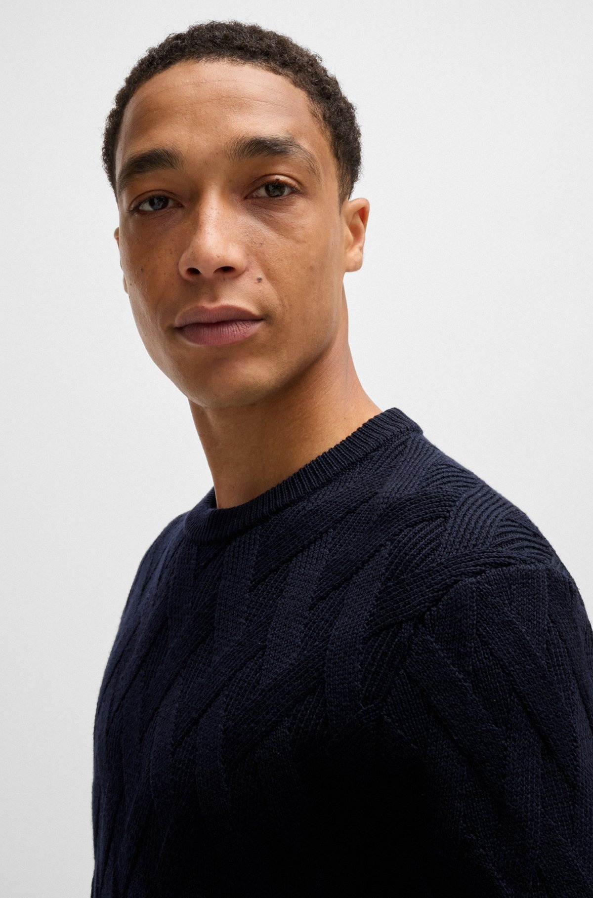 WOOL REGULAR-FIT SWEATER WITH KNITTED STRUCTURE - 4