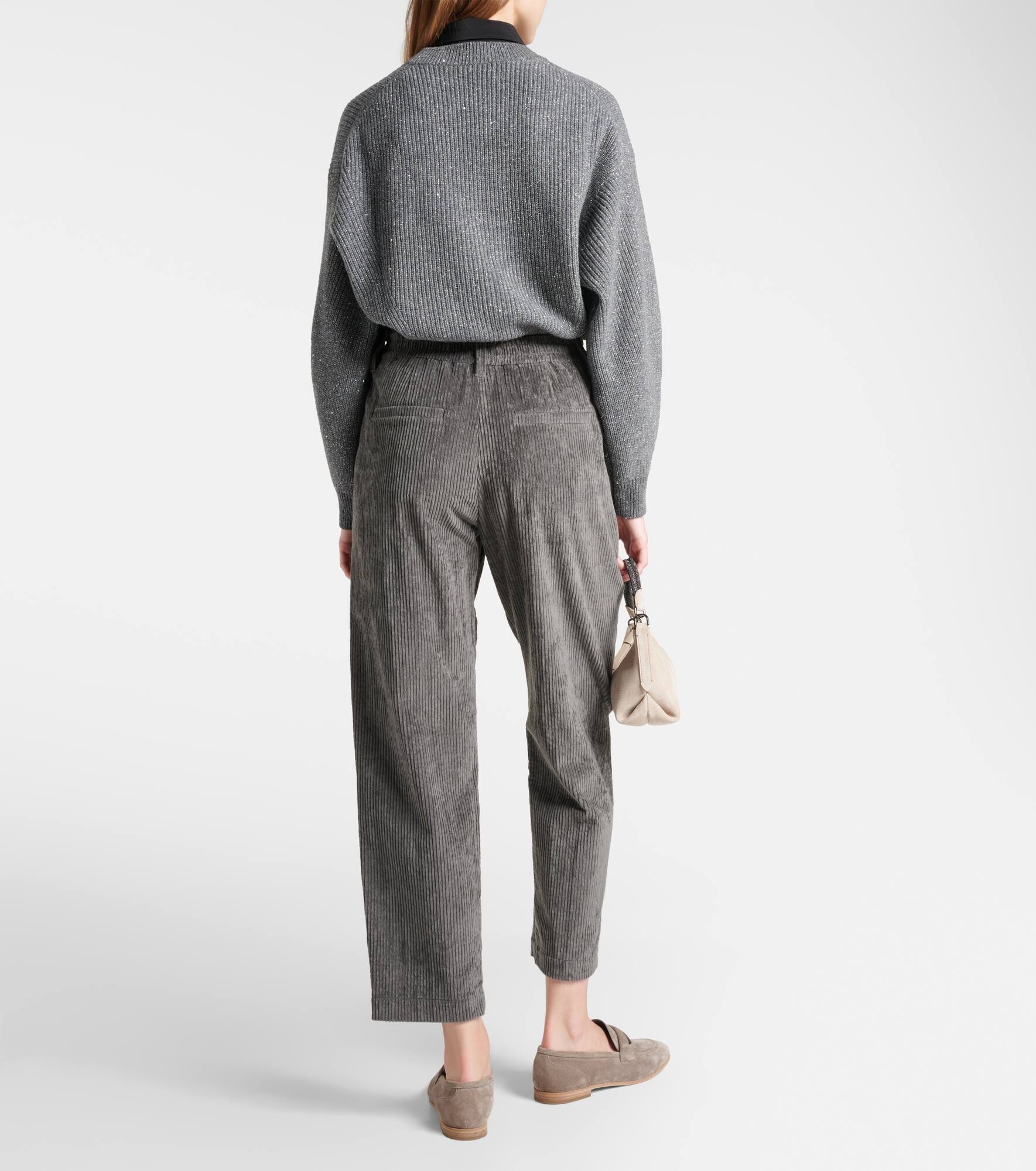 Pleated cotton straight pants - 3