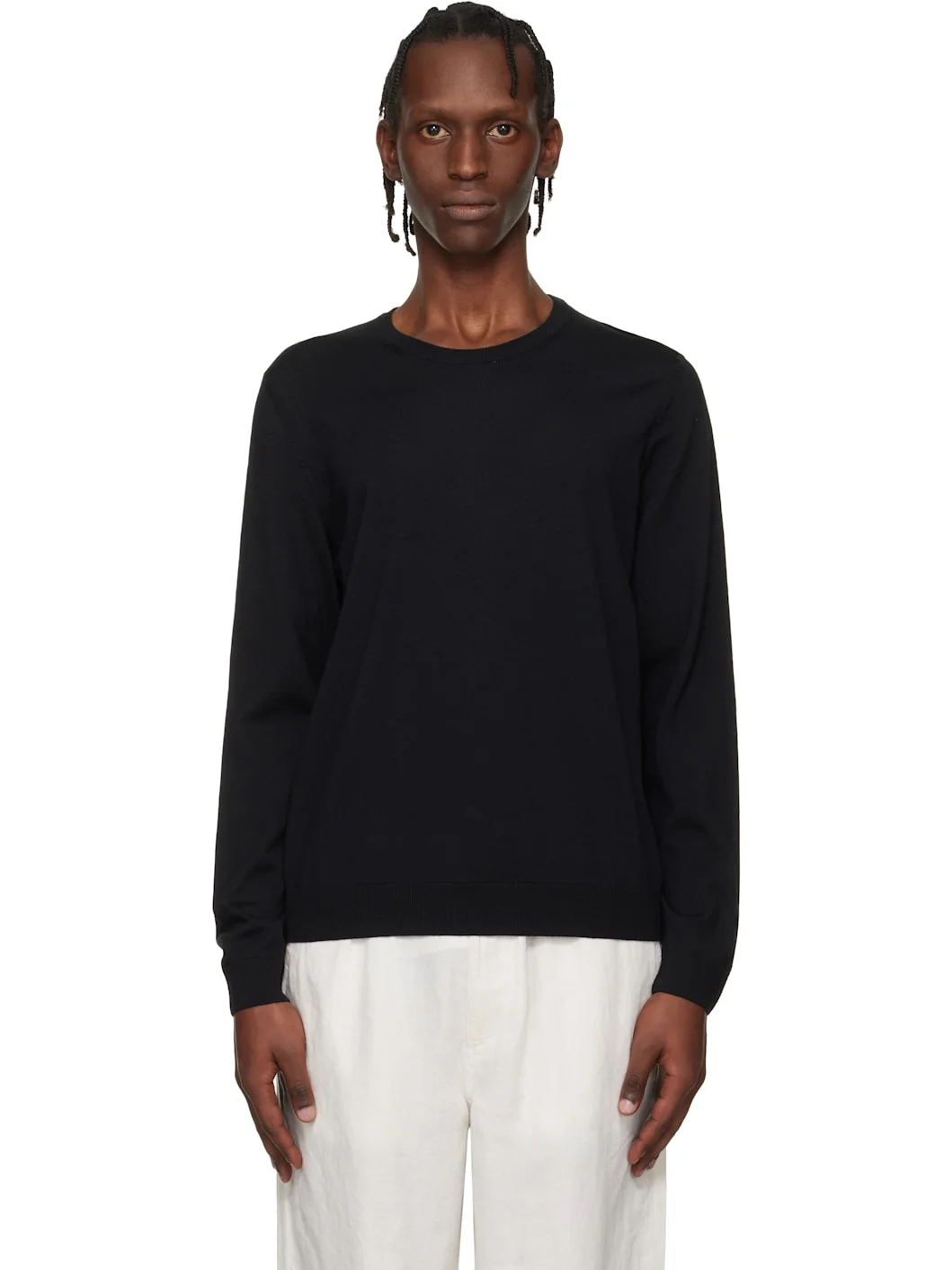 Black Slim-Fit Merino-Wool Sweater - 1