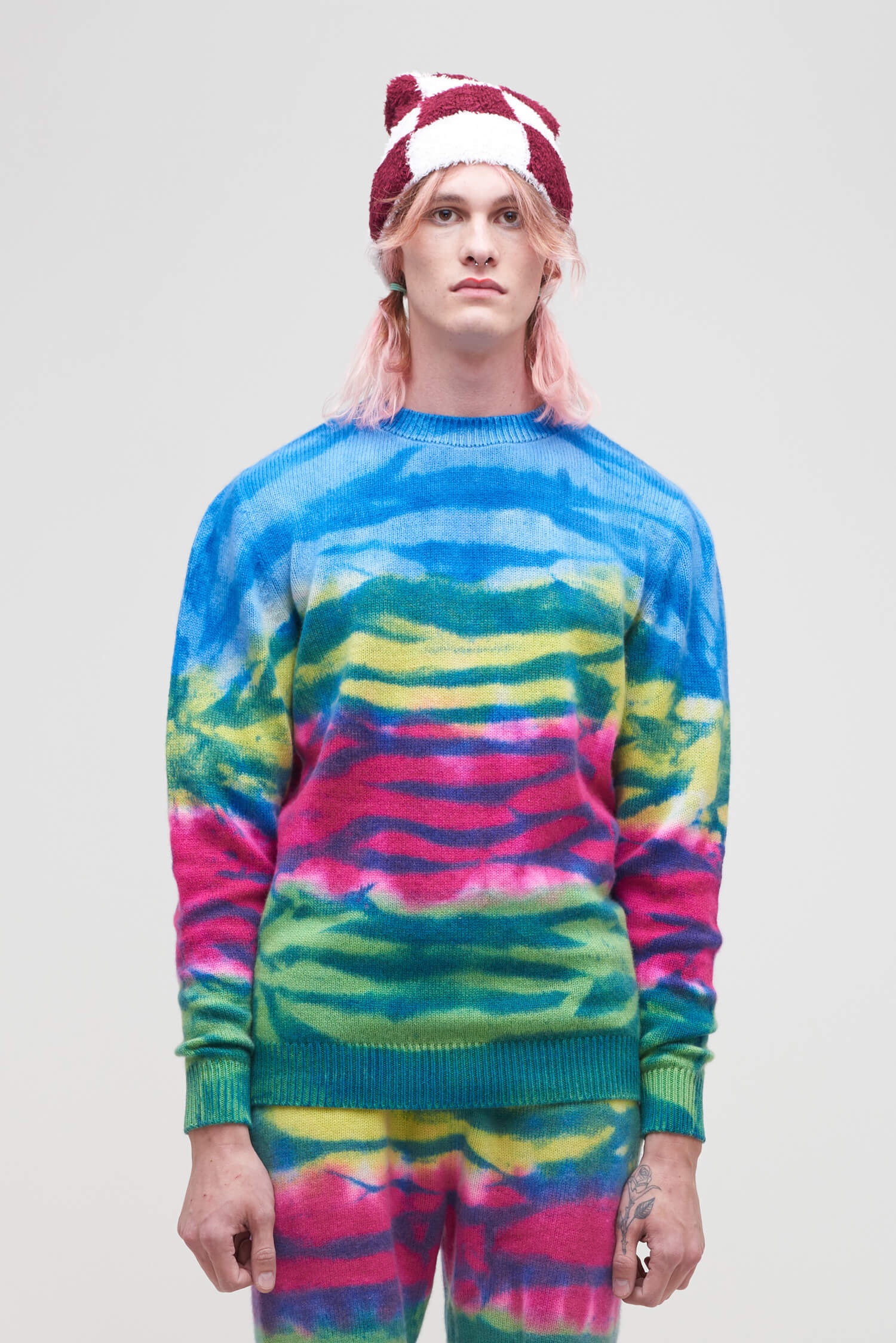 FRANK STRIPE DYED CASHMERE CREW - 2