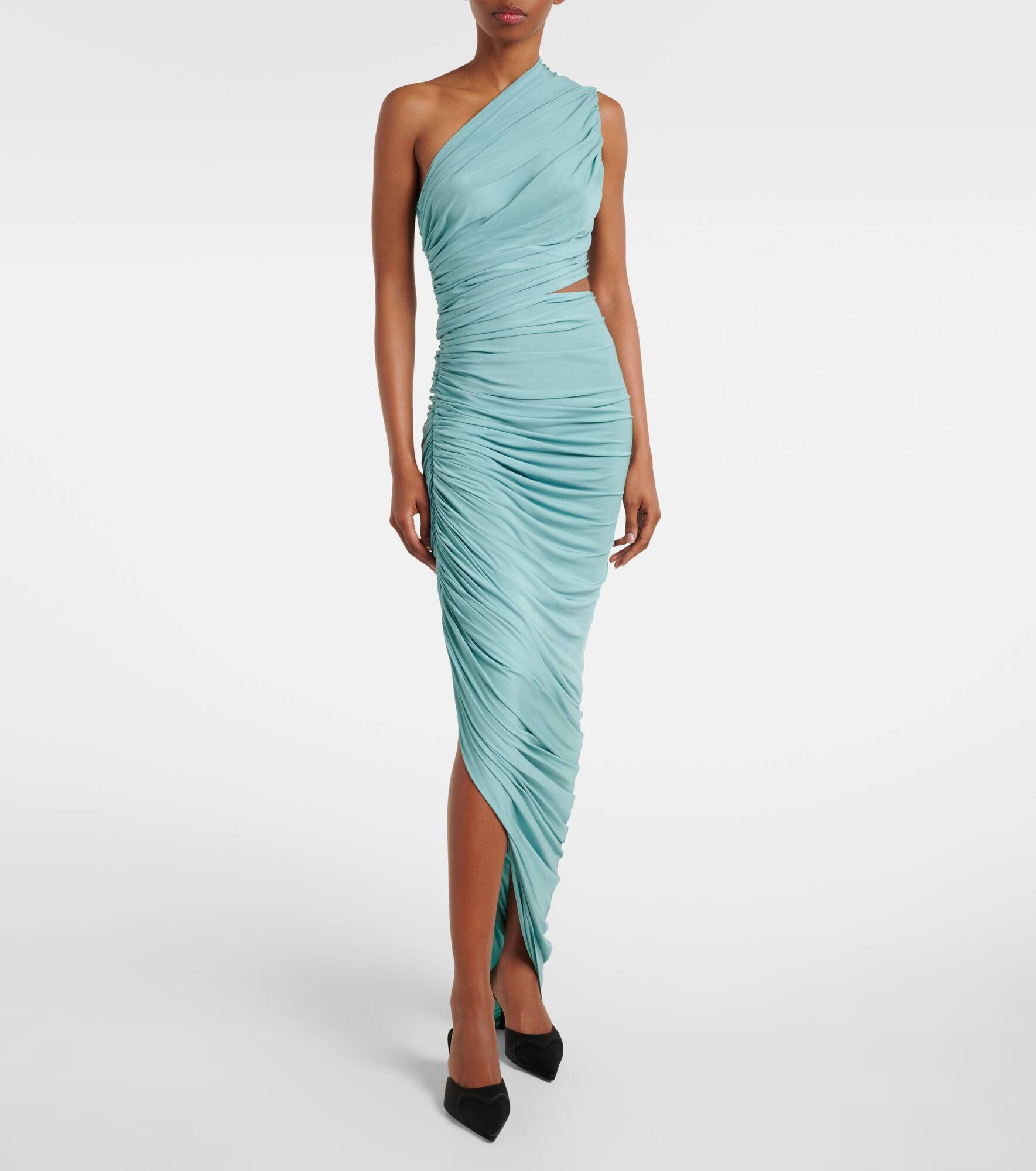 Asymmetric ruched jersey maxi dress - 2