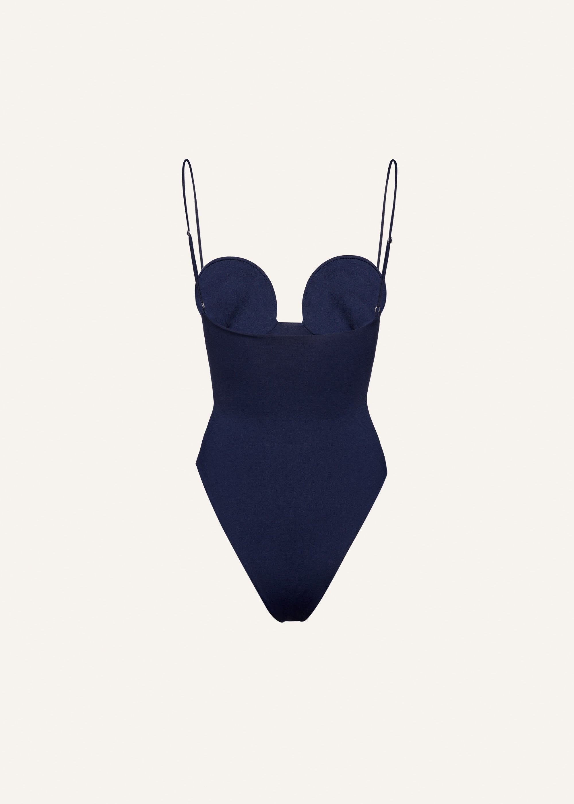3D flower retro bustier swimsuit in navy - 2