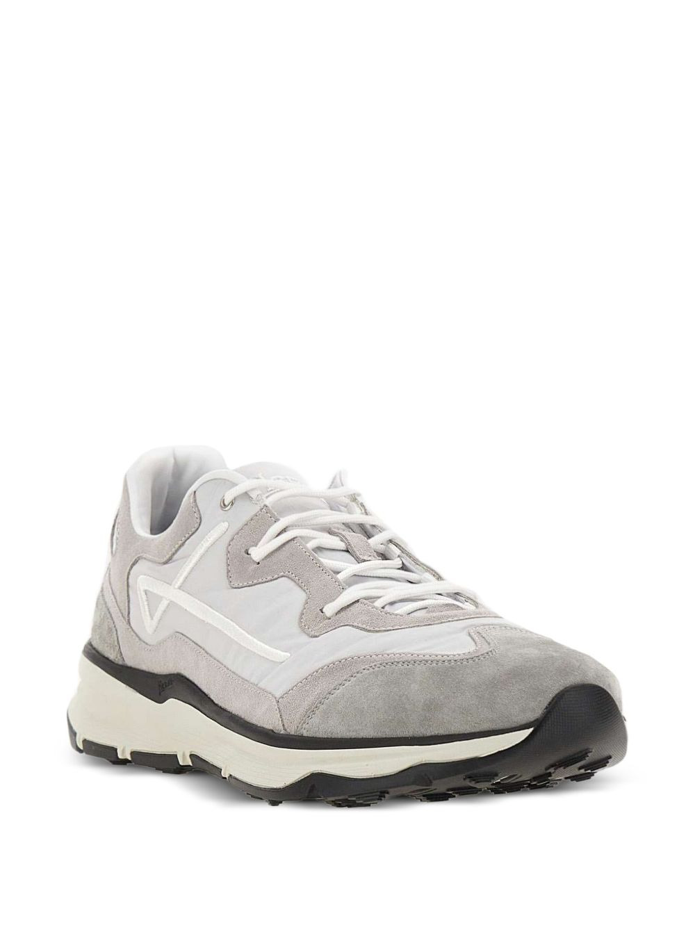 suede-panelled lace-up sneakers - 2