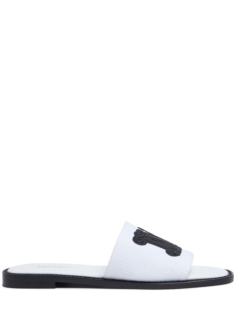存在感抜群 ☆ Max Mara 10mm Cotton & leather slides Max Mara 10mm Cotton & leather slides | REVERSIBLE