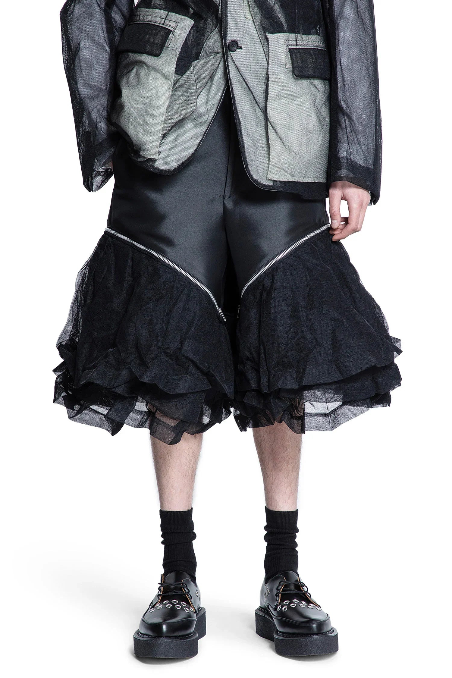 Satin-And-Crinkled-Tulle-Shorts - 6