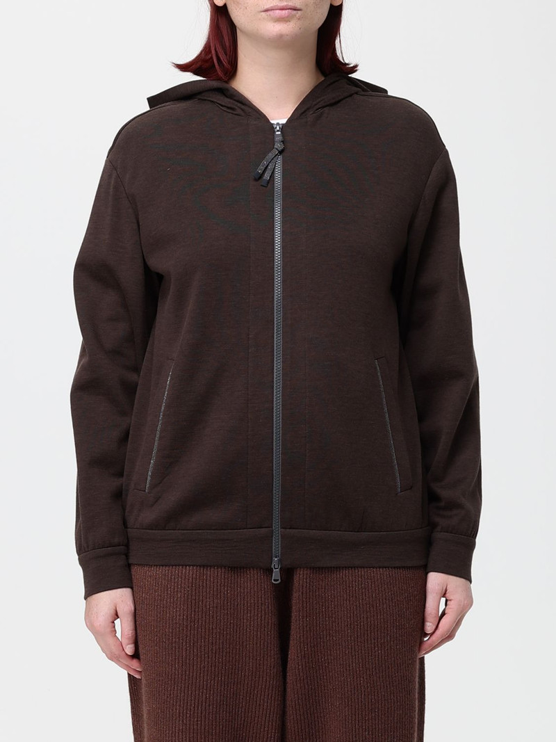 BRUNELLO CUCINELLI Cotton Zip-Up Hoodie with Monili Embellishment 1