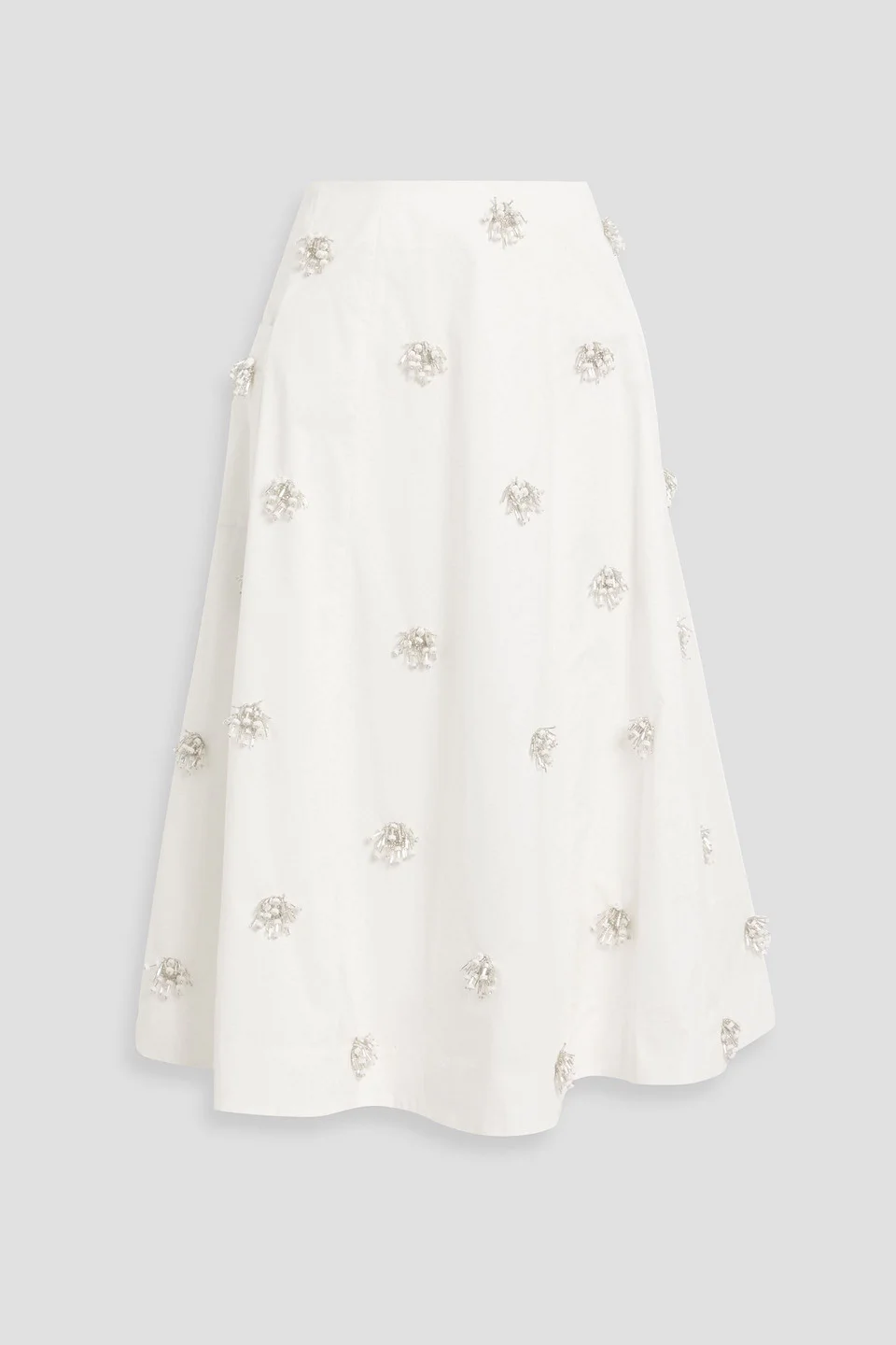 Novanna embellished cotton-blend poplin midi skirt - 1