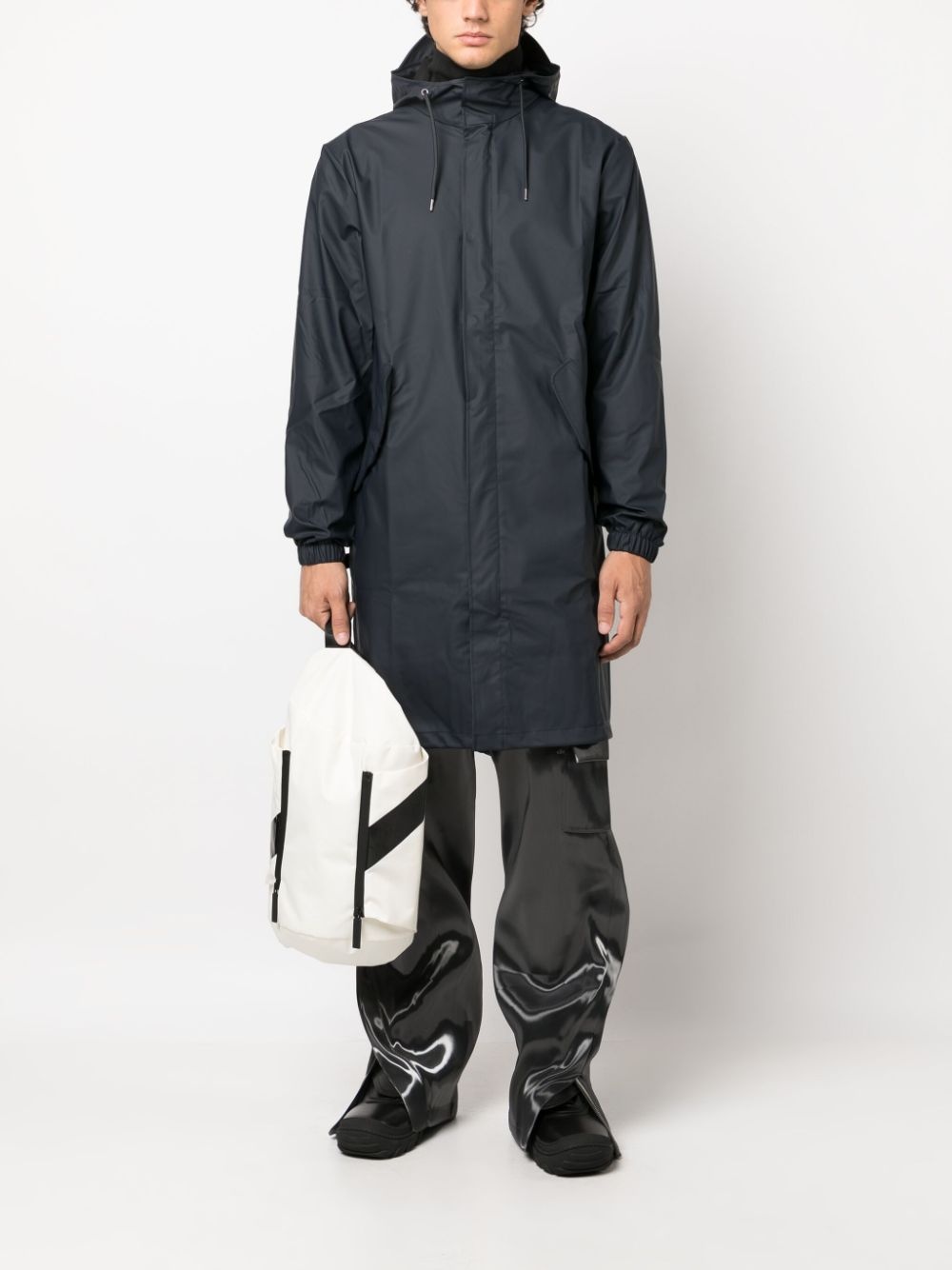 zip-up hooded raincoat - 3