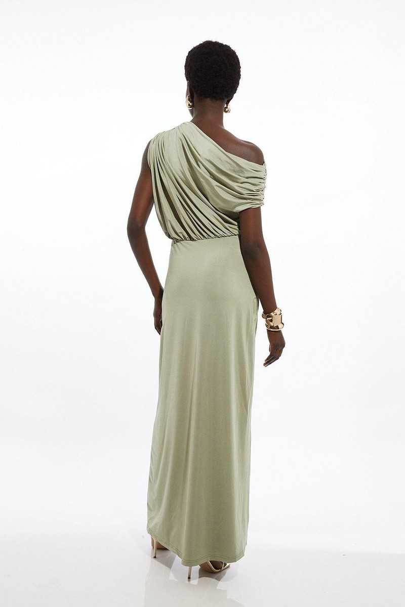 Drapey Slinky Jersey One Shoulder Maxi Dress 5