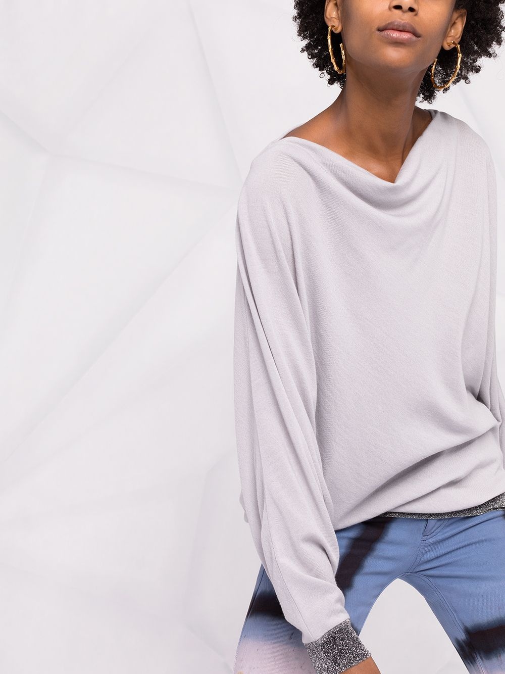 slouchy batwing sleeved jumper - 3