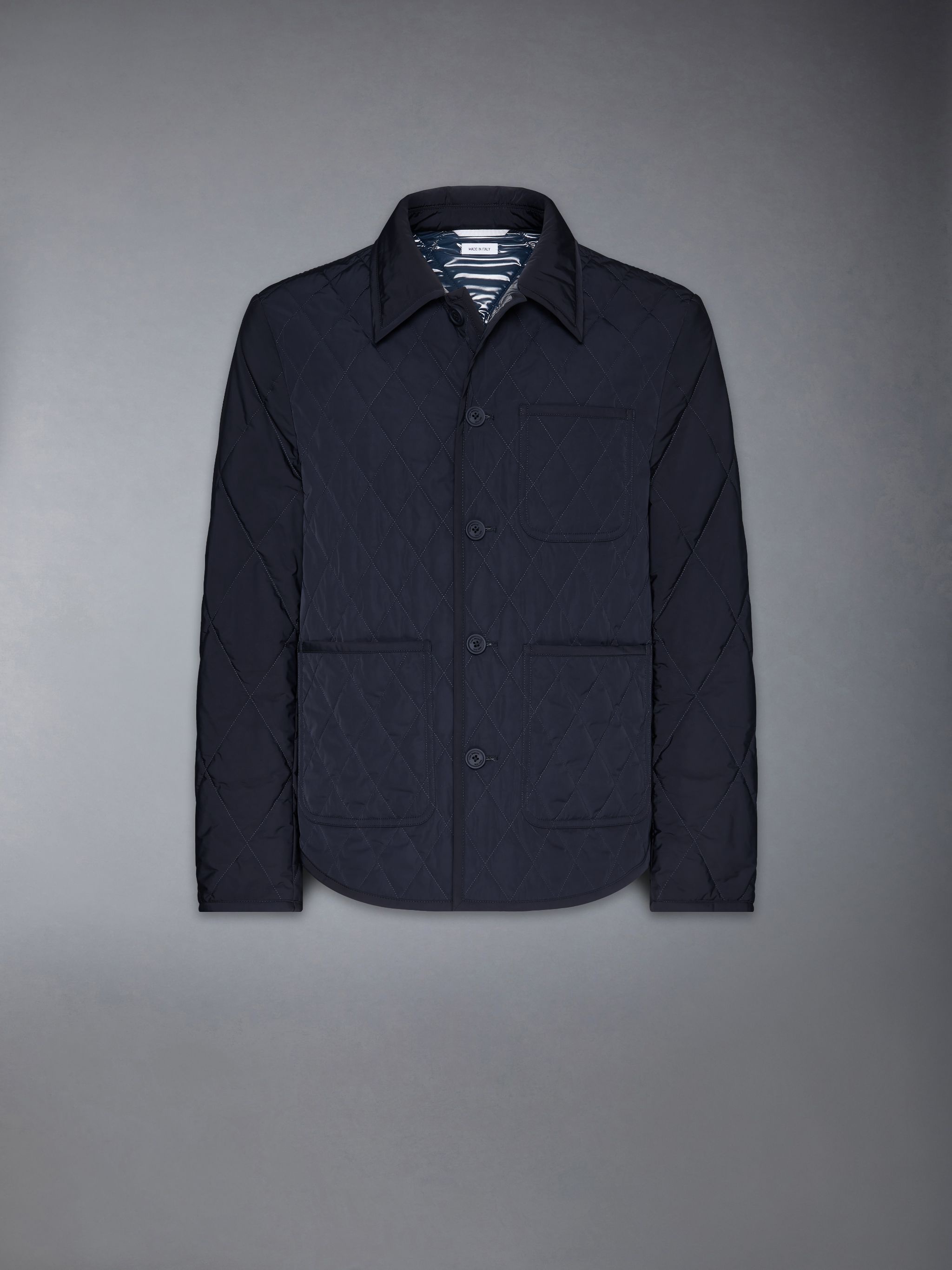 Poly Twill Quilted Applied Pockets and Self Tipping Shirt Jacket - 7