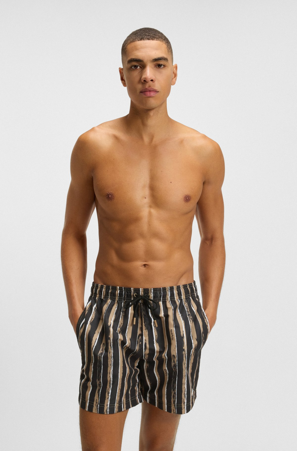 PRINTED SWIM SHORTS WITH LOGO DETAIL - 2
