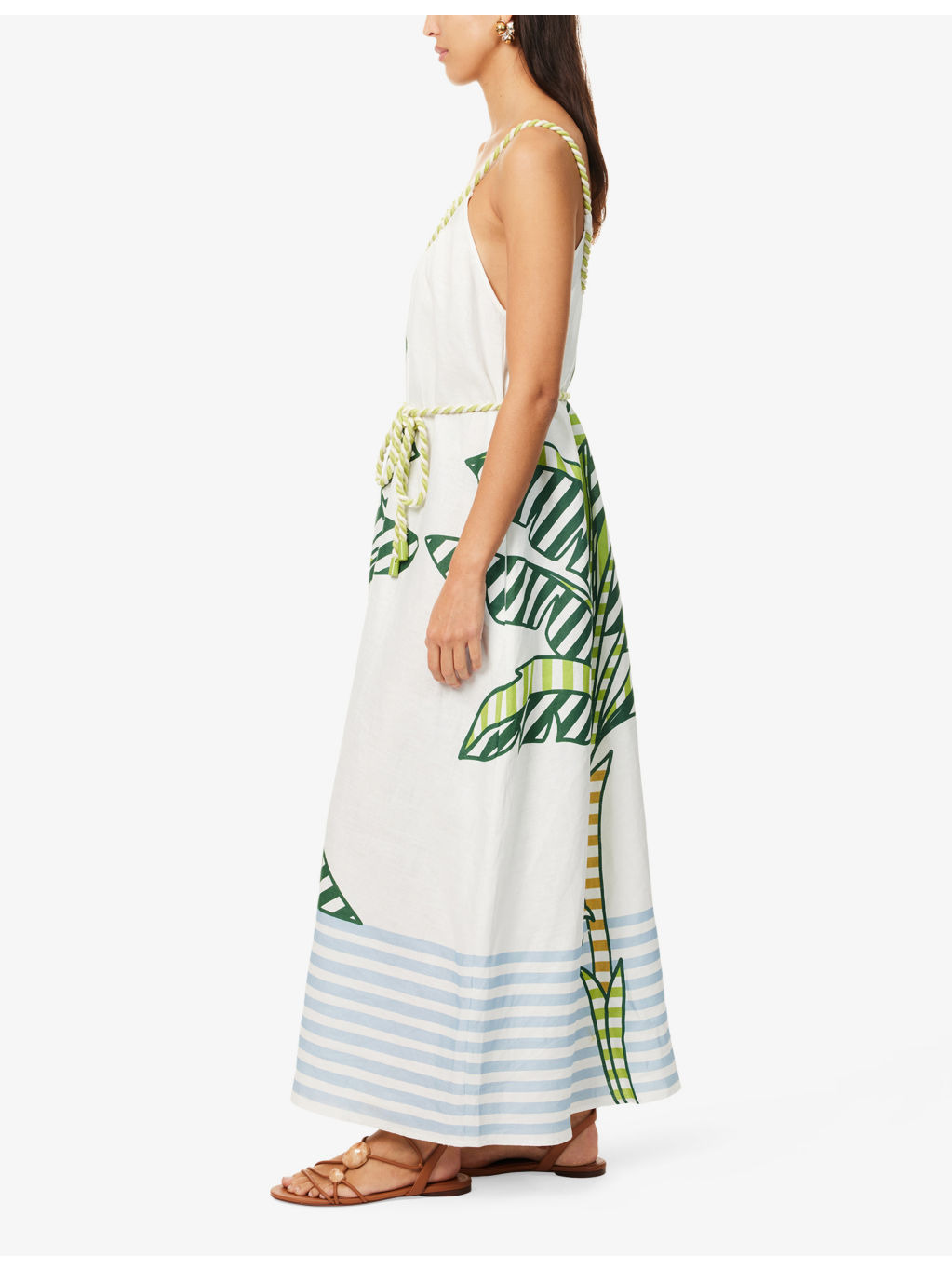 Banana Tree Shoulder-Straps Linen Maxi Dress - 3