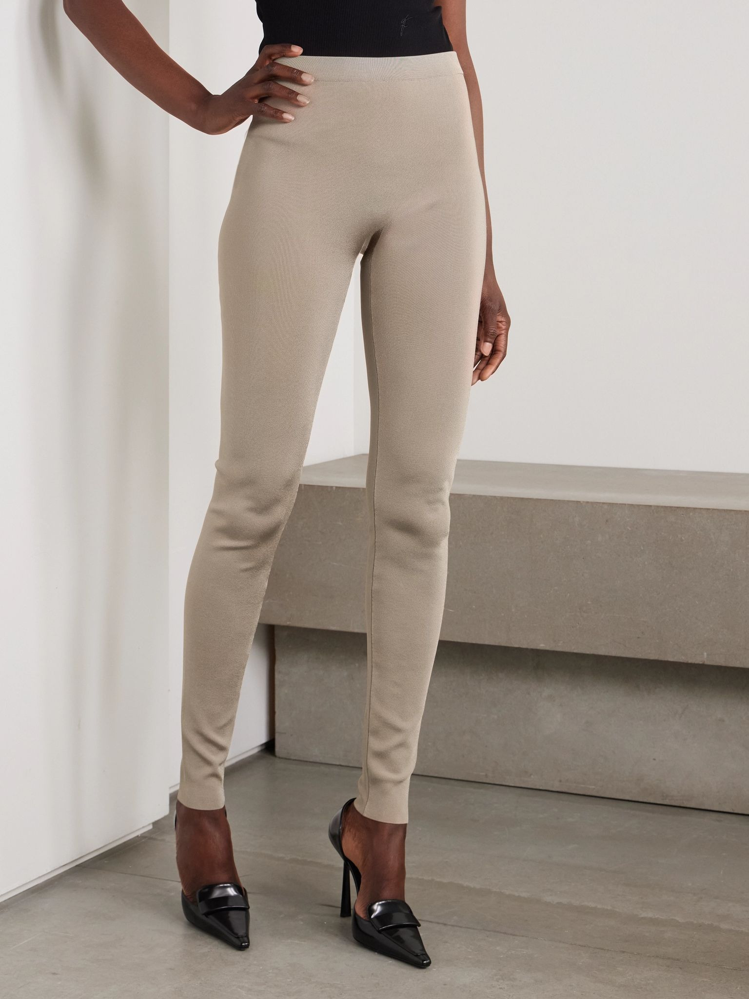 Stretch-knit leggings Tan - 3