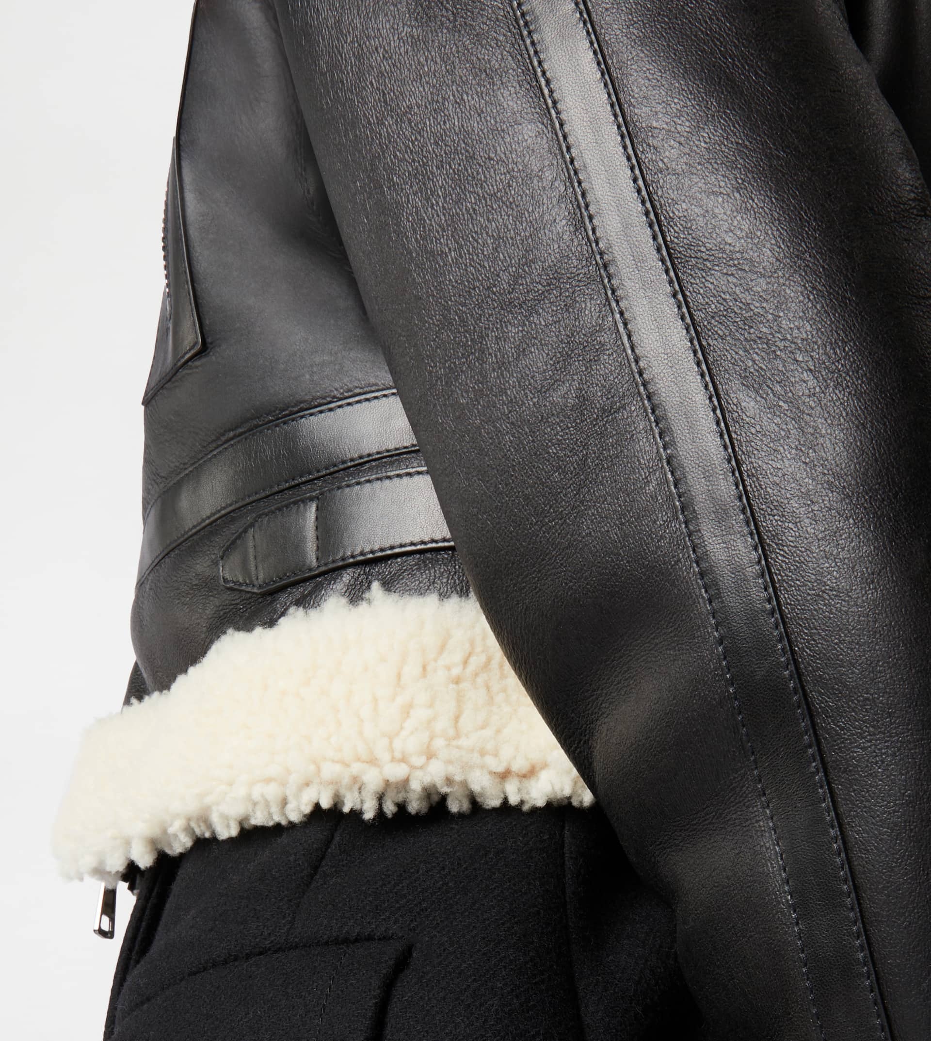AVIATOR JACKET IN SHEEPSKIN - BEIGE, BLACK - 6