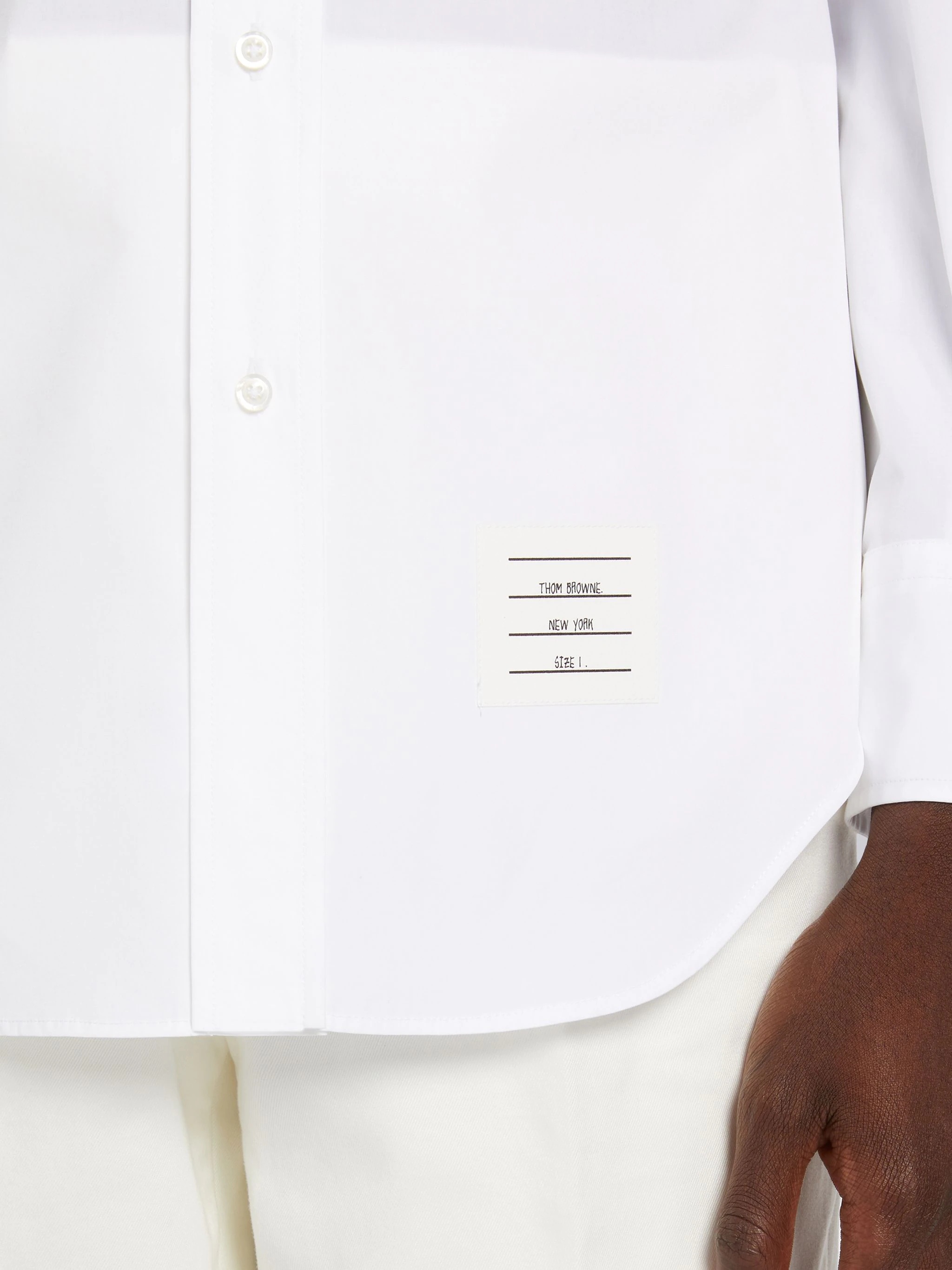 White Satin Stitch Floral Applique Classic Fit Shirt - 6