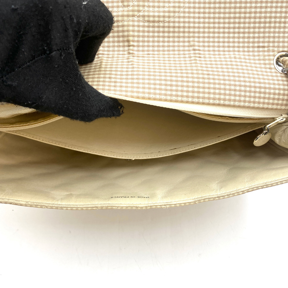 Chanel No.4 Yellow Check Gingham Flap Chain Bag Large - 14