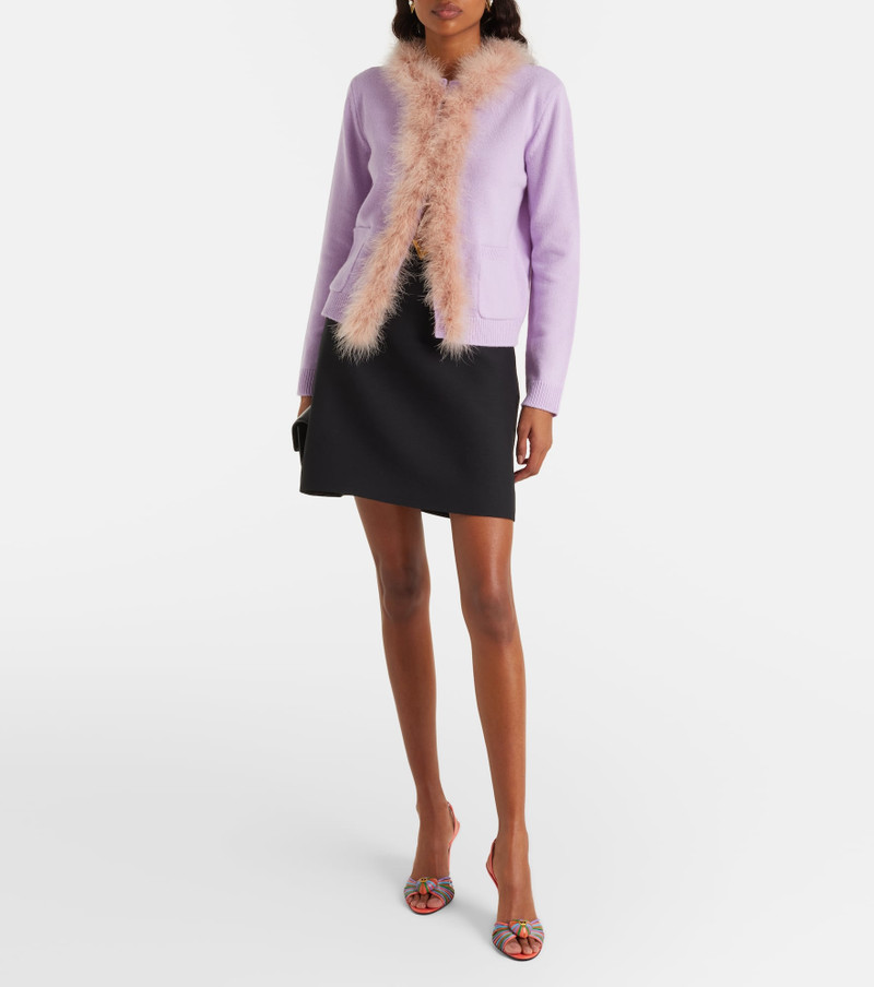 Valentino Feather-trimmed virgin wool cardigan outlook