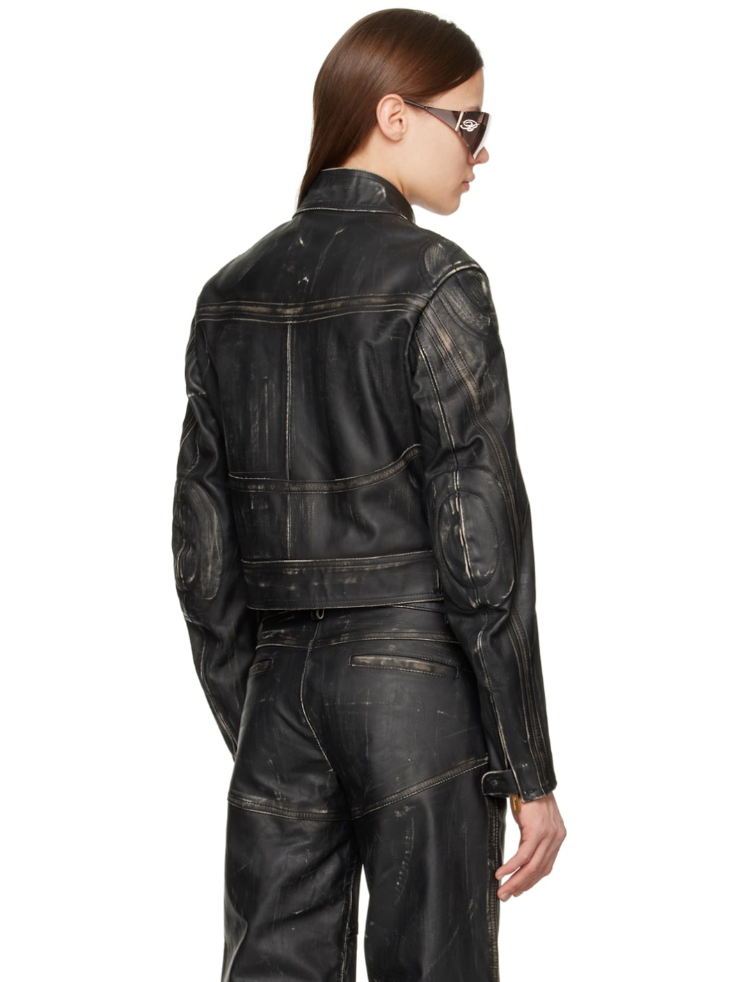 Black Distressed Leather Jacket - 3