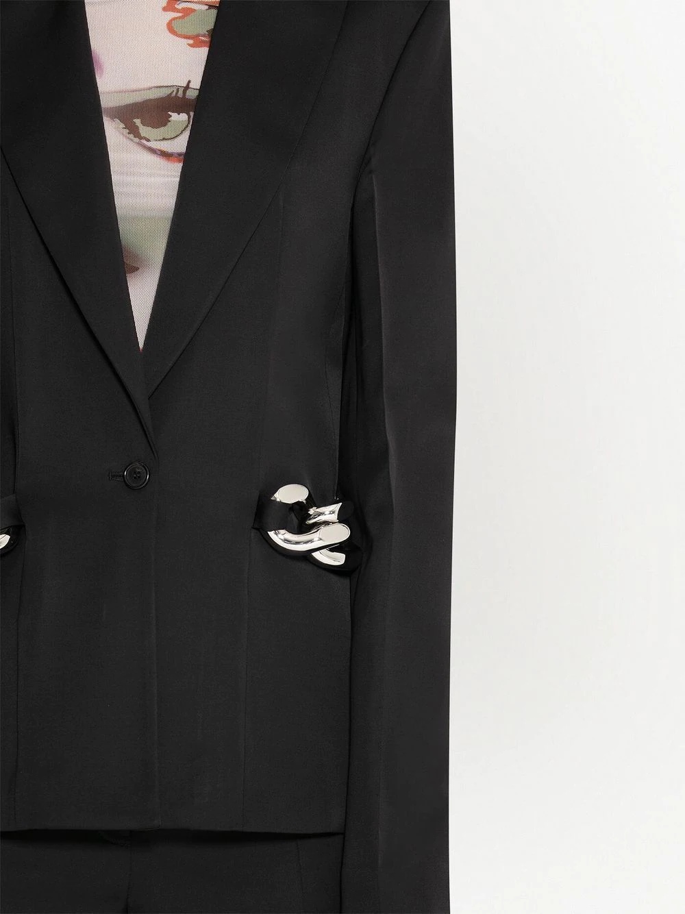 chain-detailed single-breasted blazer - 5