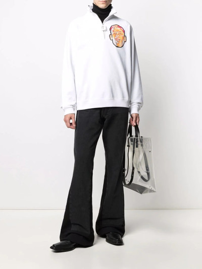 Raf Simons logo-patch flared trousers outlook