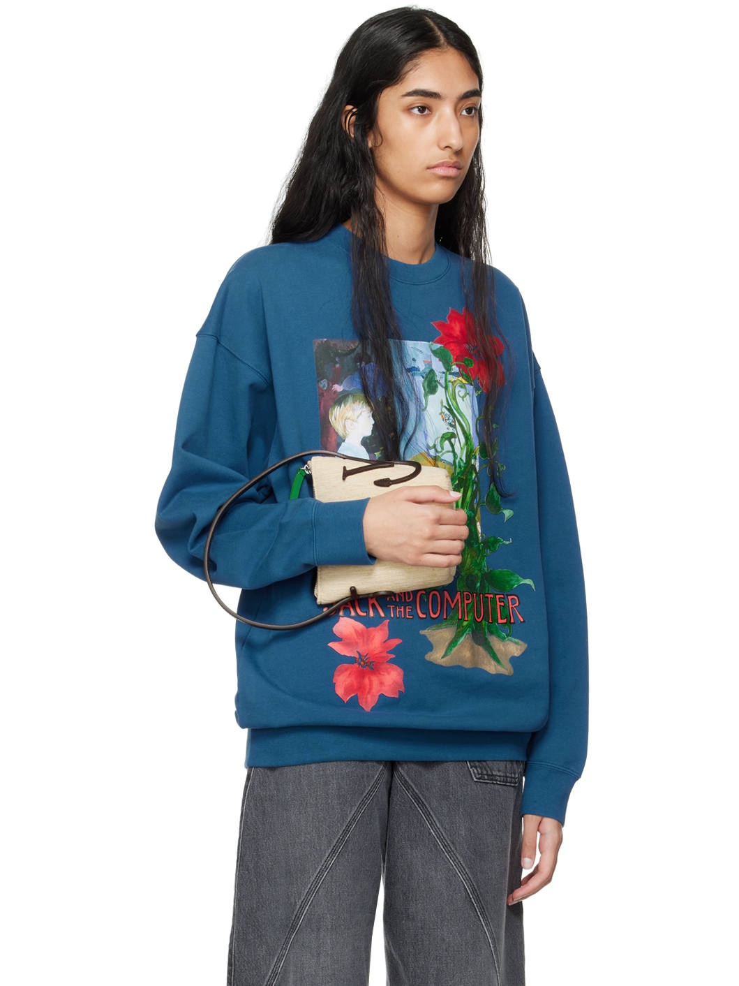 Blue Graphic Print Sweatshirt - 2