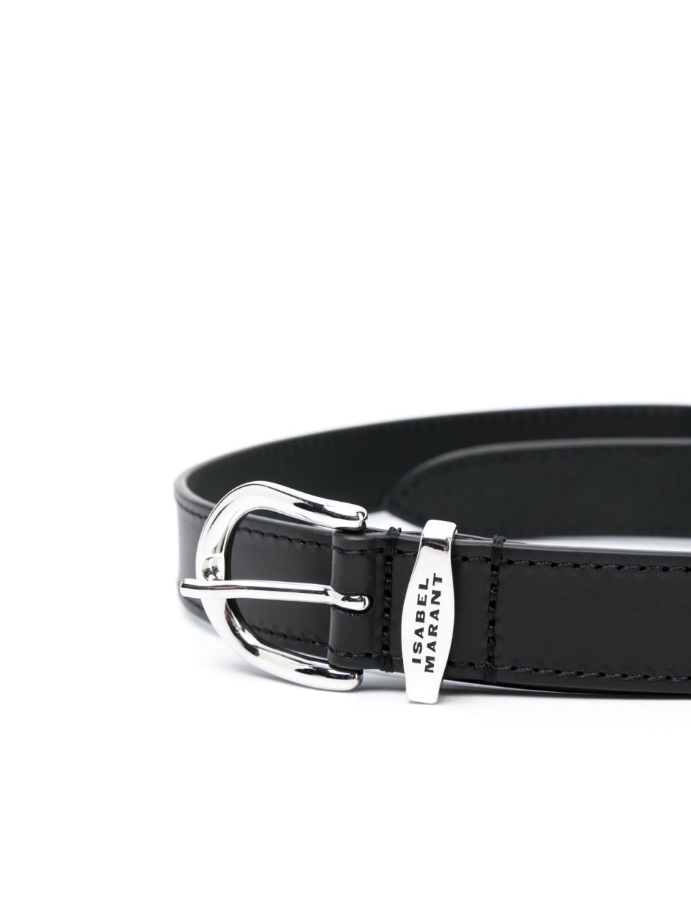 logo-engraved leather belt - 2