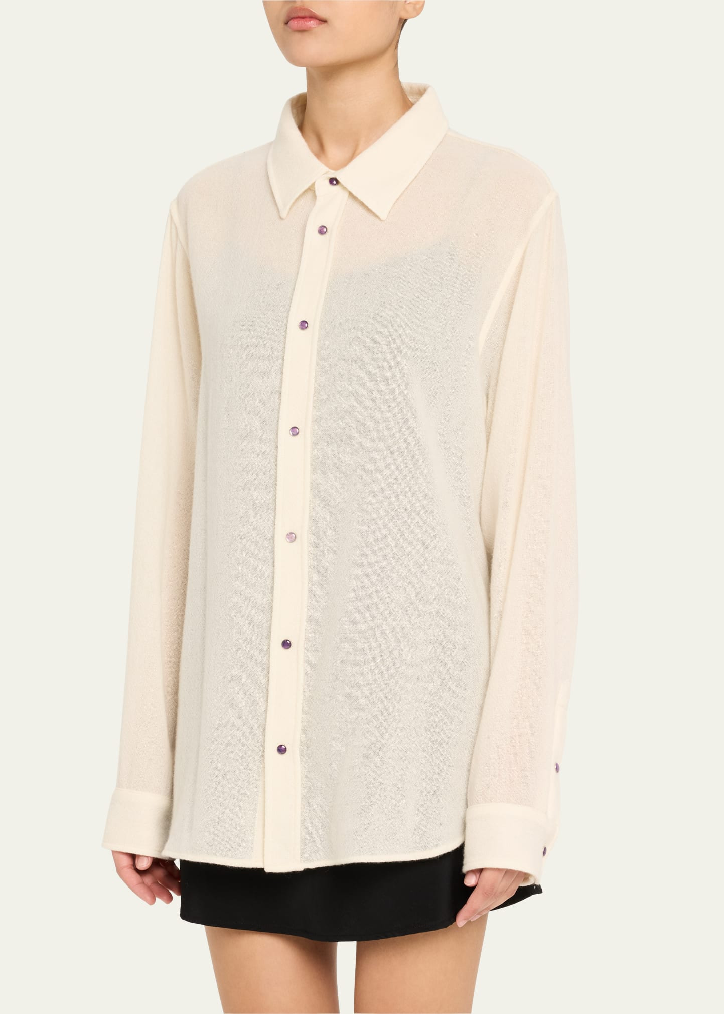 Button Down Gauze Solid Shirt - 4