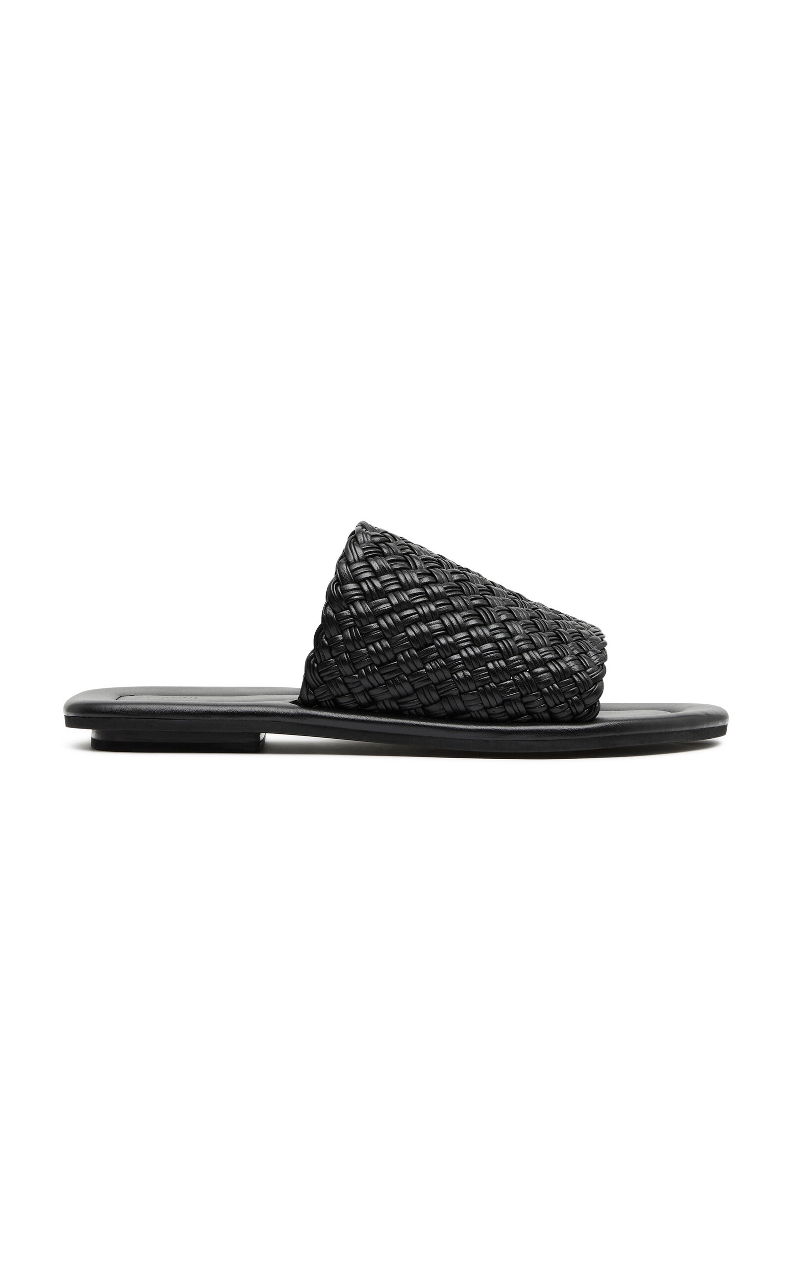 ST. AGNI Woven Leather Minimal Slides black | REVERSIBLE