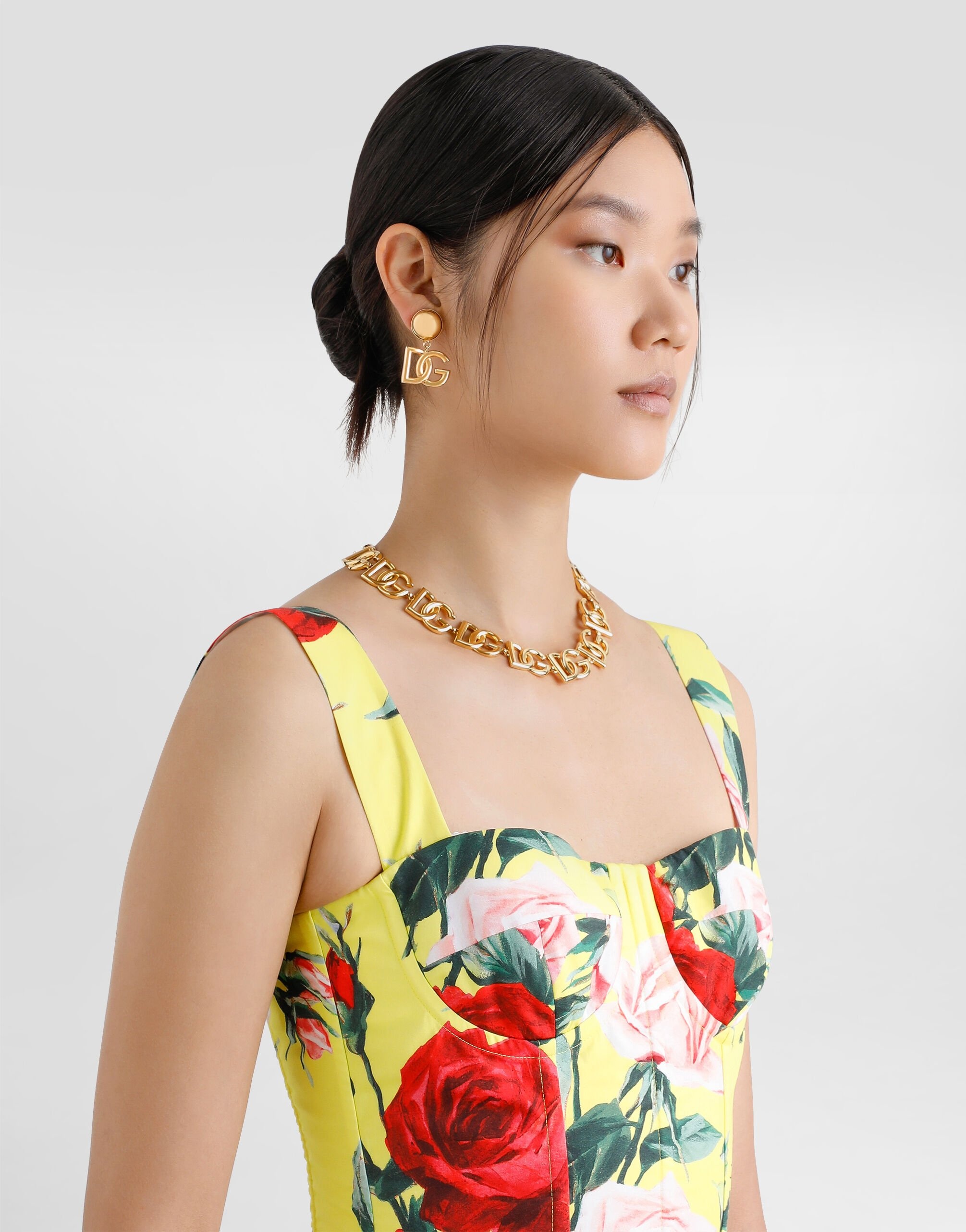 Short cotton sundress with gardenia print - 5