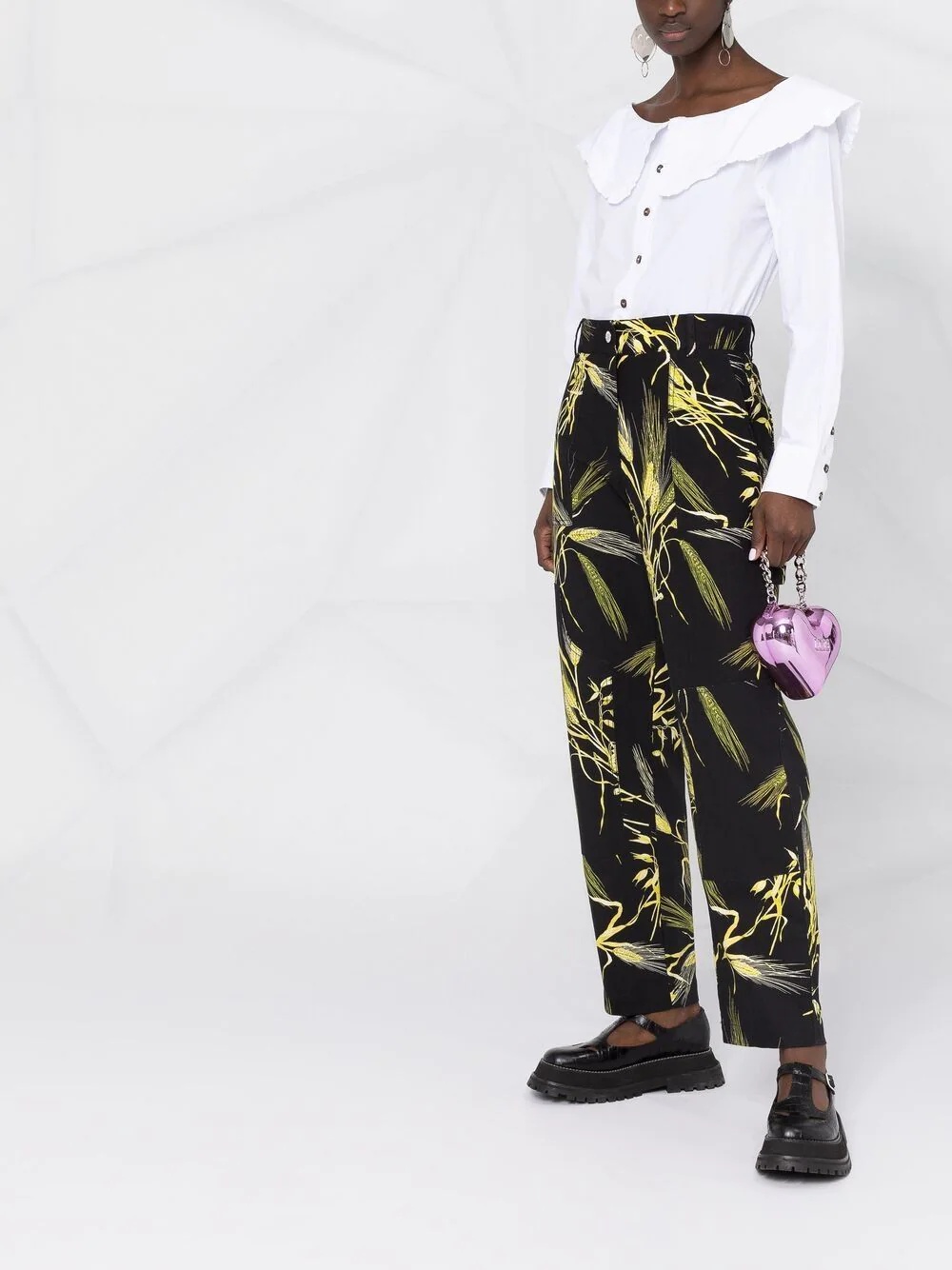 leaf-print trousers - 4