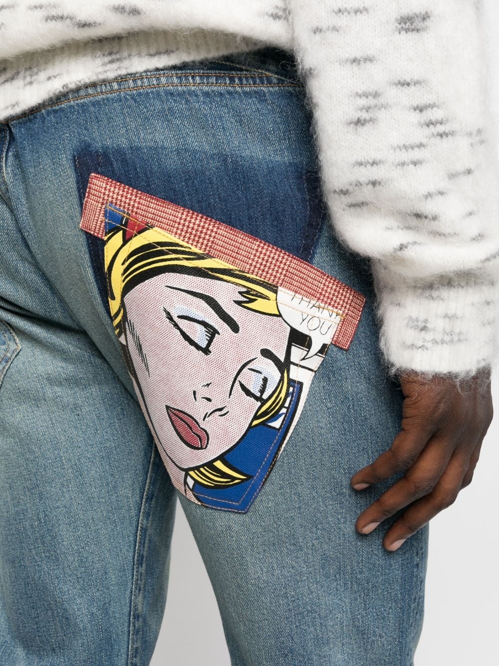 Pop-Art patch straight jeans - 5
