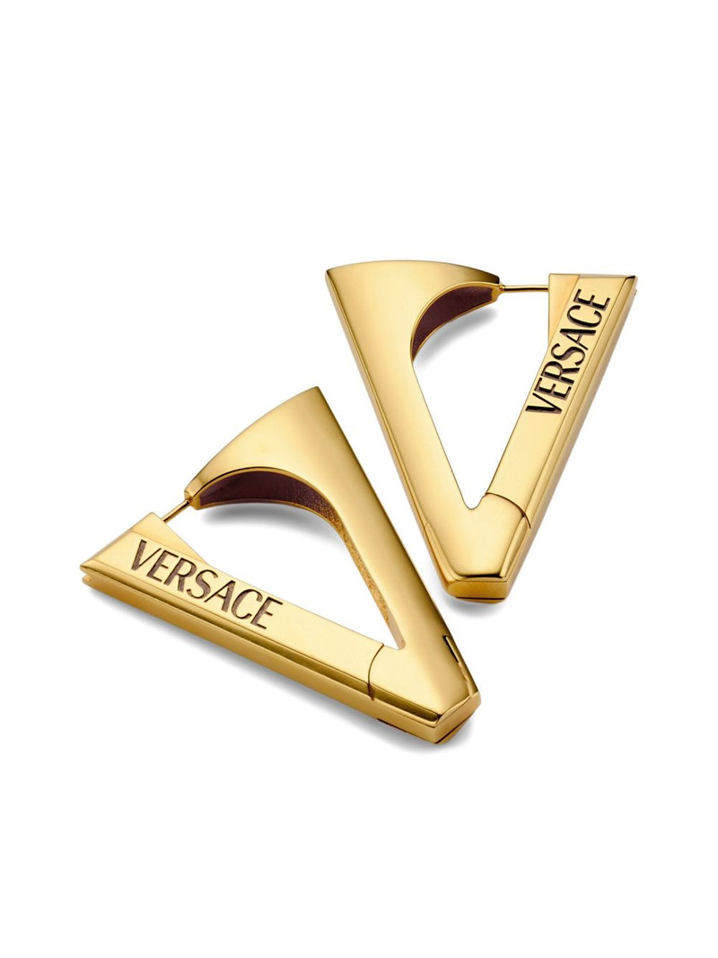 VERSACE triangle logo-detail earrings outlook