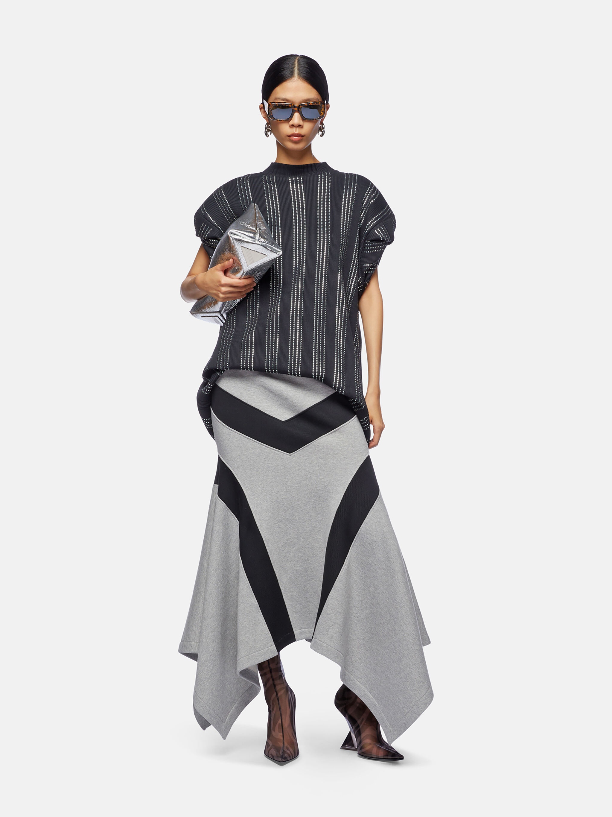GREY AND BLACK LONG SKIRT - 2