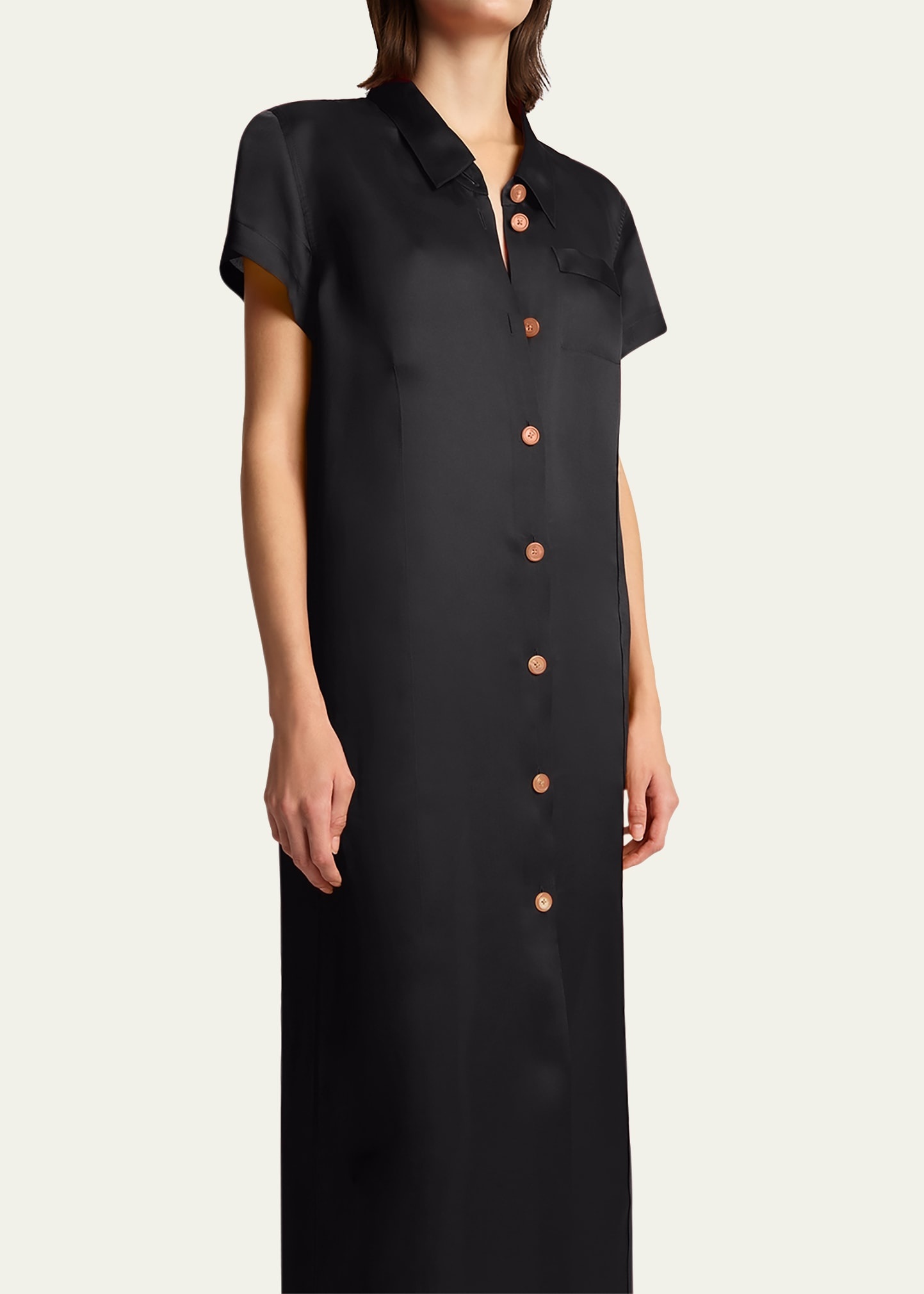 Effy Short-Sleeve Silk Organza Maxi Dress - 5