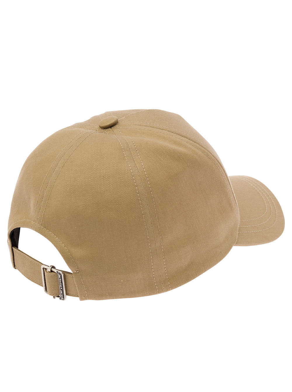 Saint Laurent Men Beige Baseball Cap With Logo Lettering Embroidery In Cotton And Linen Man - 2