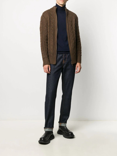 Aspesi zip-through cable knit sweater outlook